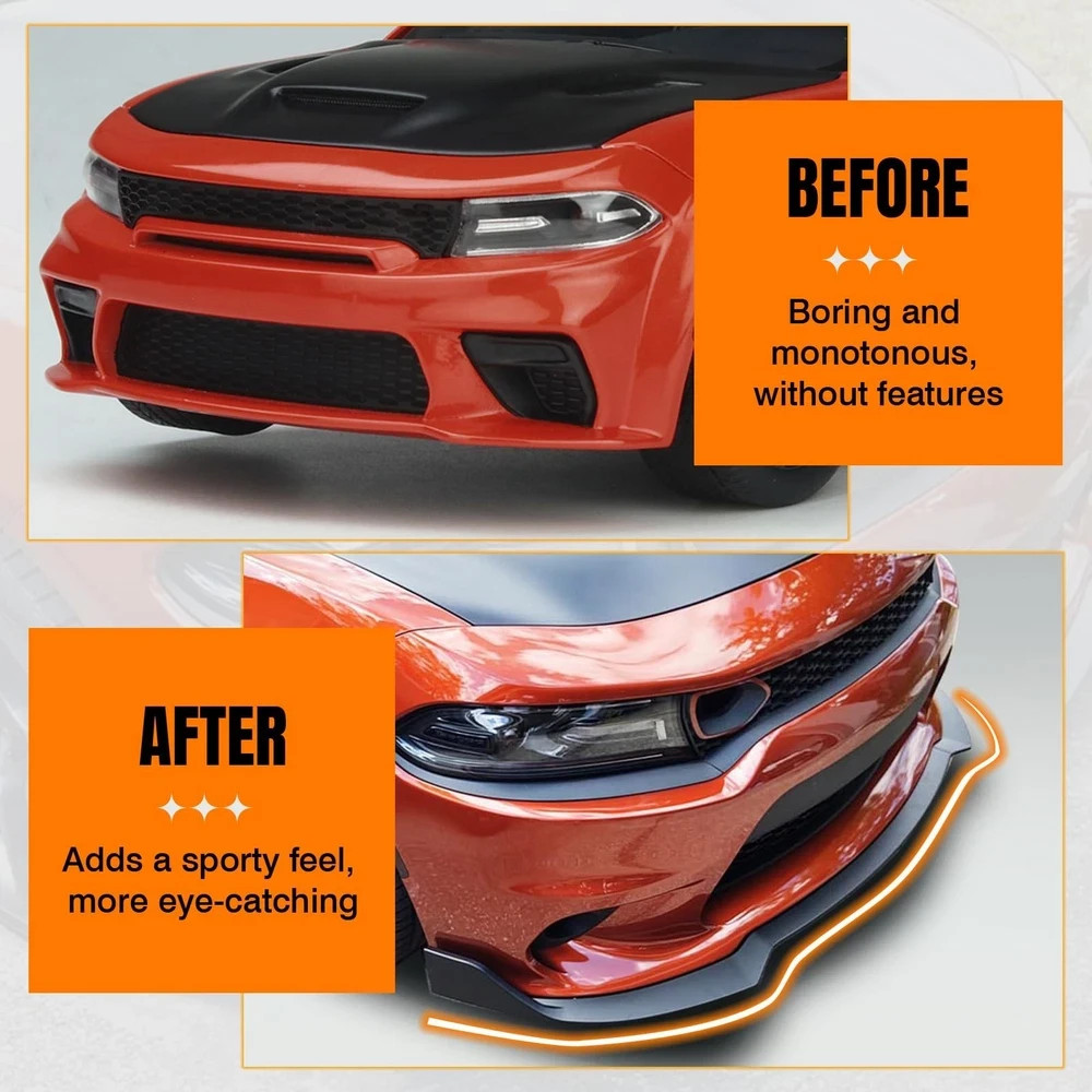 Front Bumper Lip Spoiler for 1999-2000 Honda Civic PP Unpainted Black Type