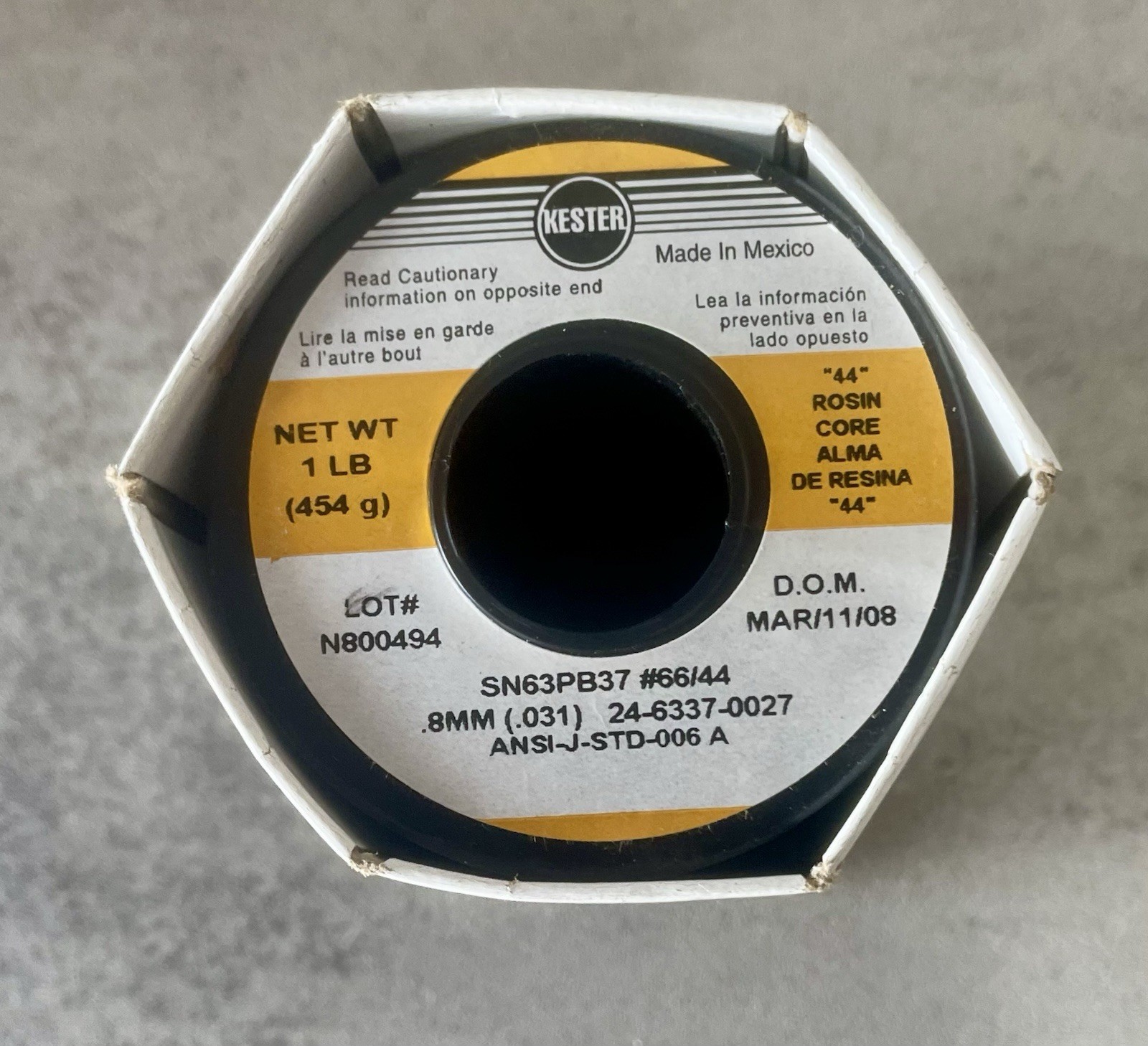 Kester 44 Rosin Core Solder Wire 63/37 SN63PB37 .031 1lb Spool 24-6337-0027