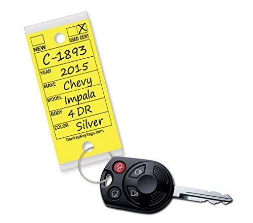 Donkey Key Tags Laminated Self-Protecting 250 Tags Per Box with Metal Rings Y…