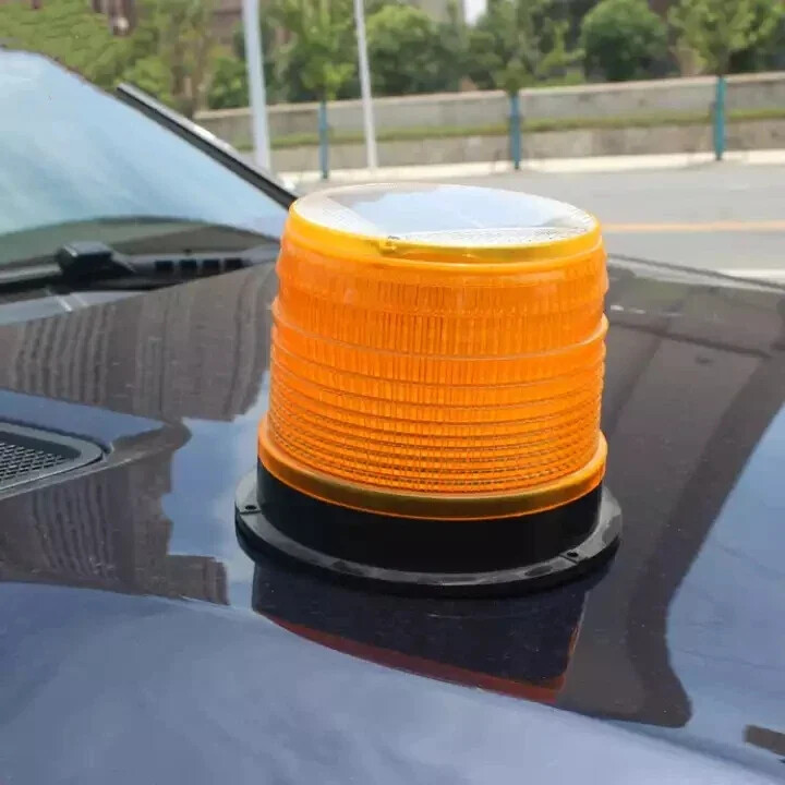 Solar Magnetic Battery Powered 18 LED Amber Warning Lights Strobe Beacon Light