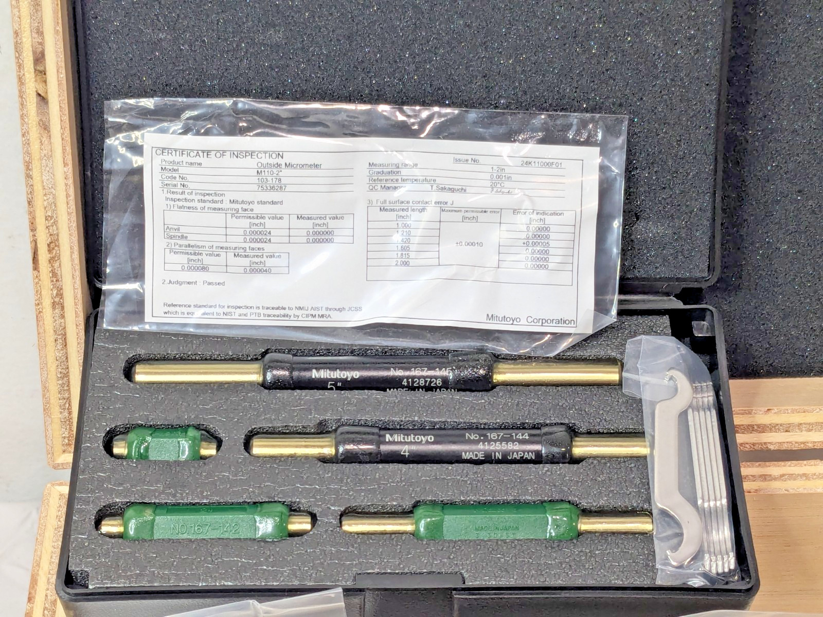 Mitutoyo Outside Micrometer Set w/Sandards 0 – 6" Range OMST-6" 103-90