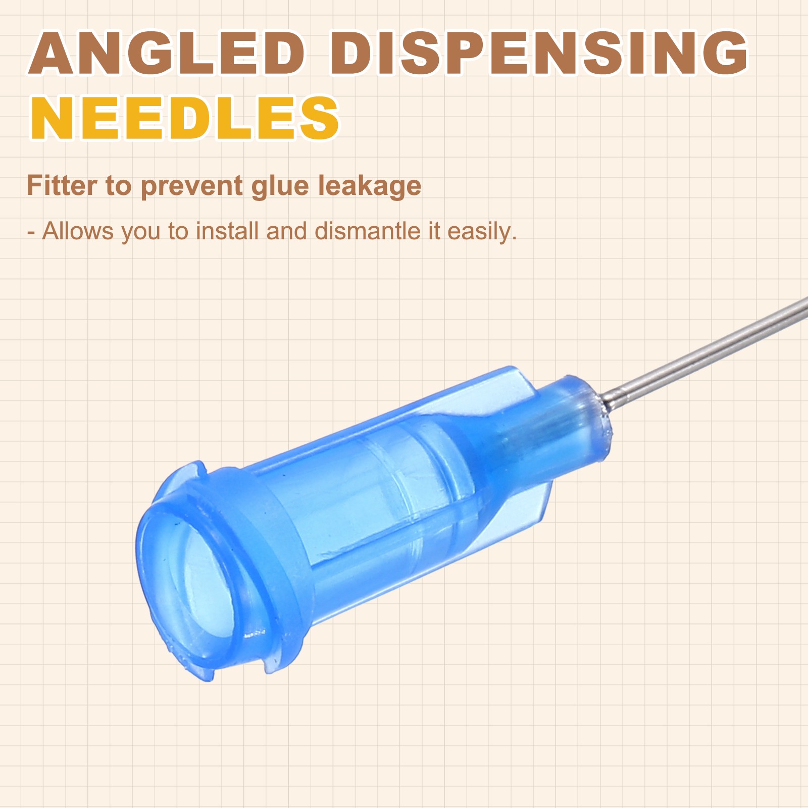 25Pcs 1.5Inch 22Ga 45° Angled Dispensing Needles, Blue
