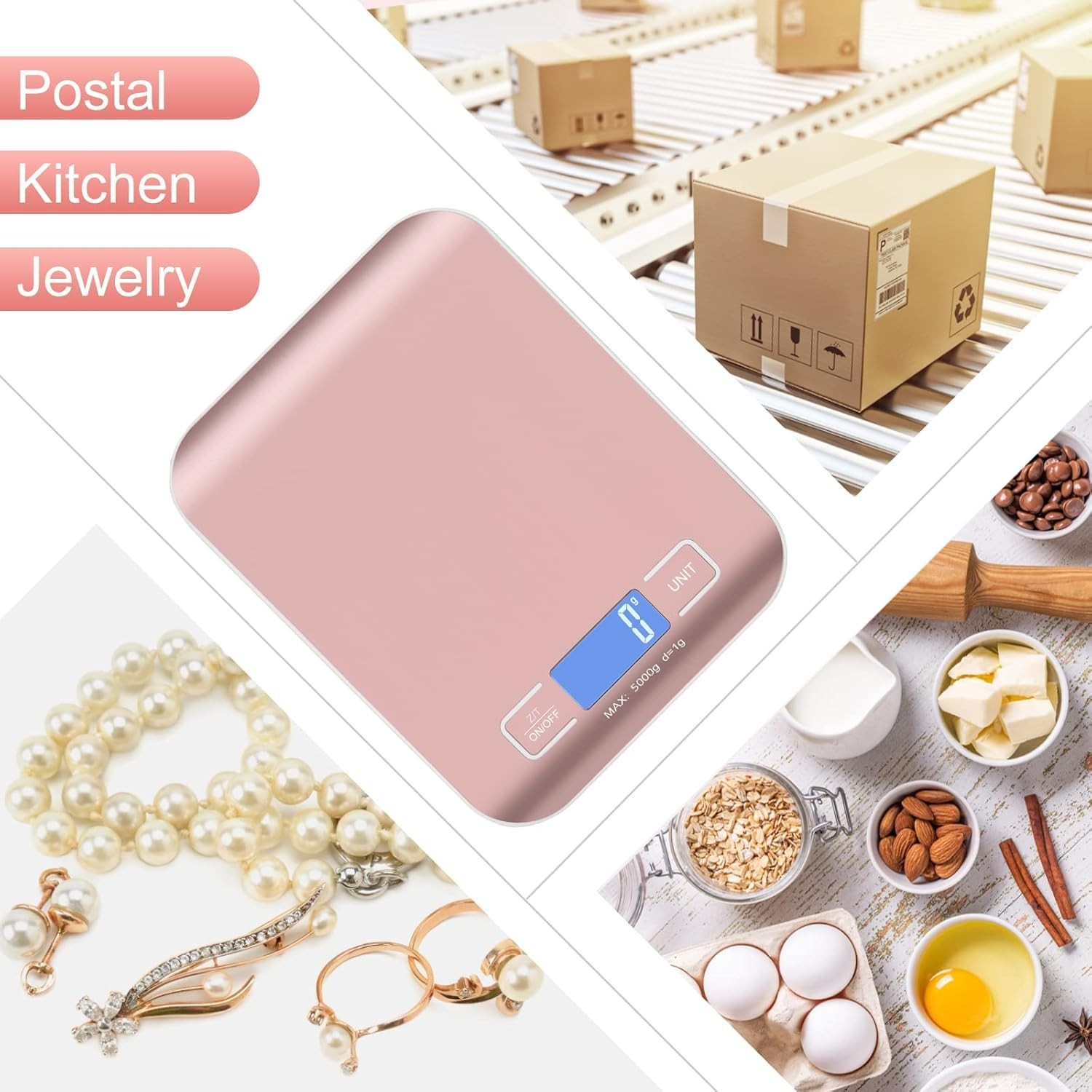 5kg x 0.1 OZ Digital Postal Shipping Scale Stainless Steel Panel- Business, K…