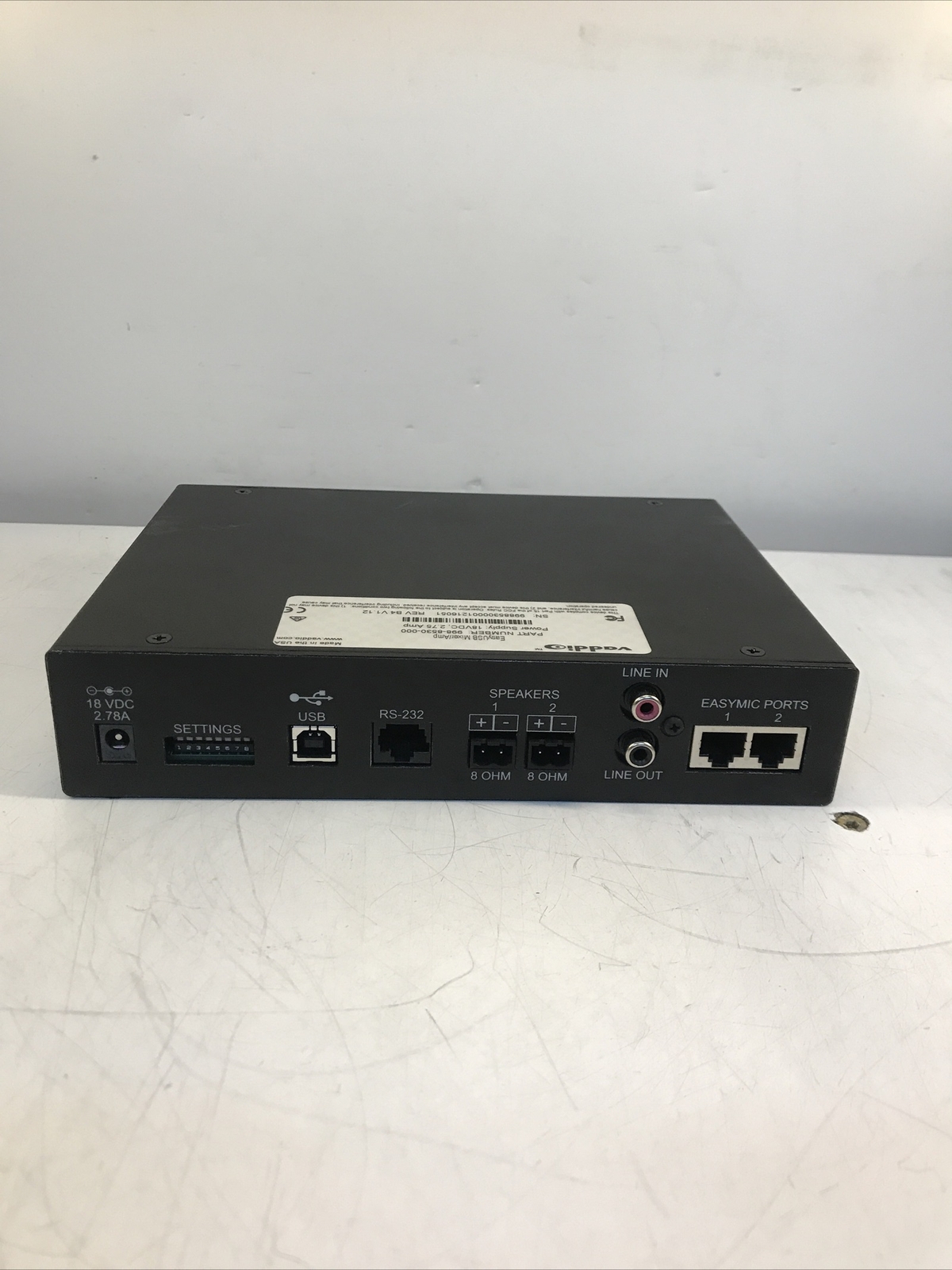 Vaddio EasyUSB Mixer/Amp (998-8530-000) tested power on.