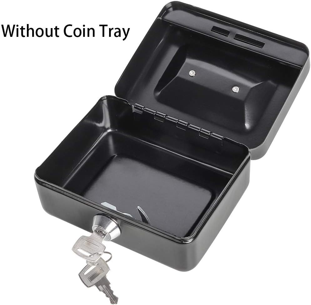 Chic Black Cash Box with Key Lock – Essential for Teens & Adults – 4.92” x 3.94”