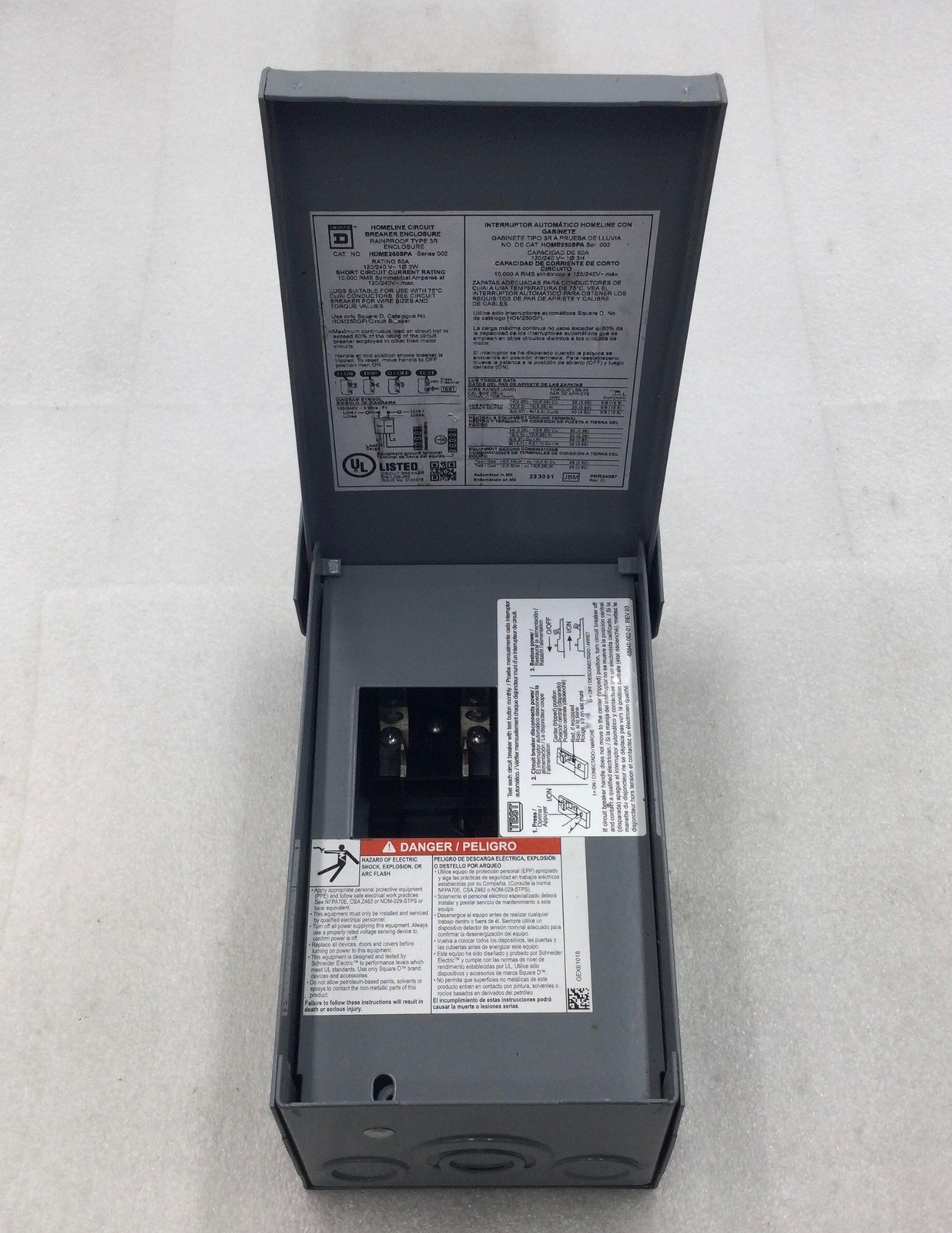 Square D HOME250SPA 50 Amp 1 Phase 3 Wire 120/240V Disconnect/Circuit Breaker