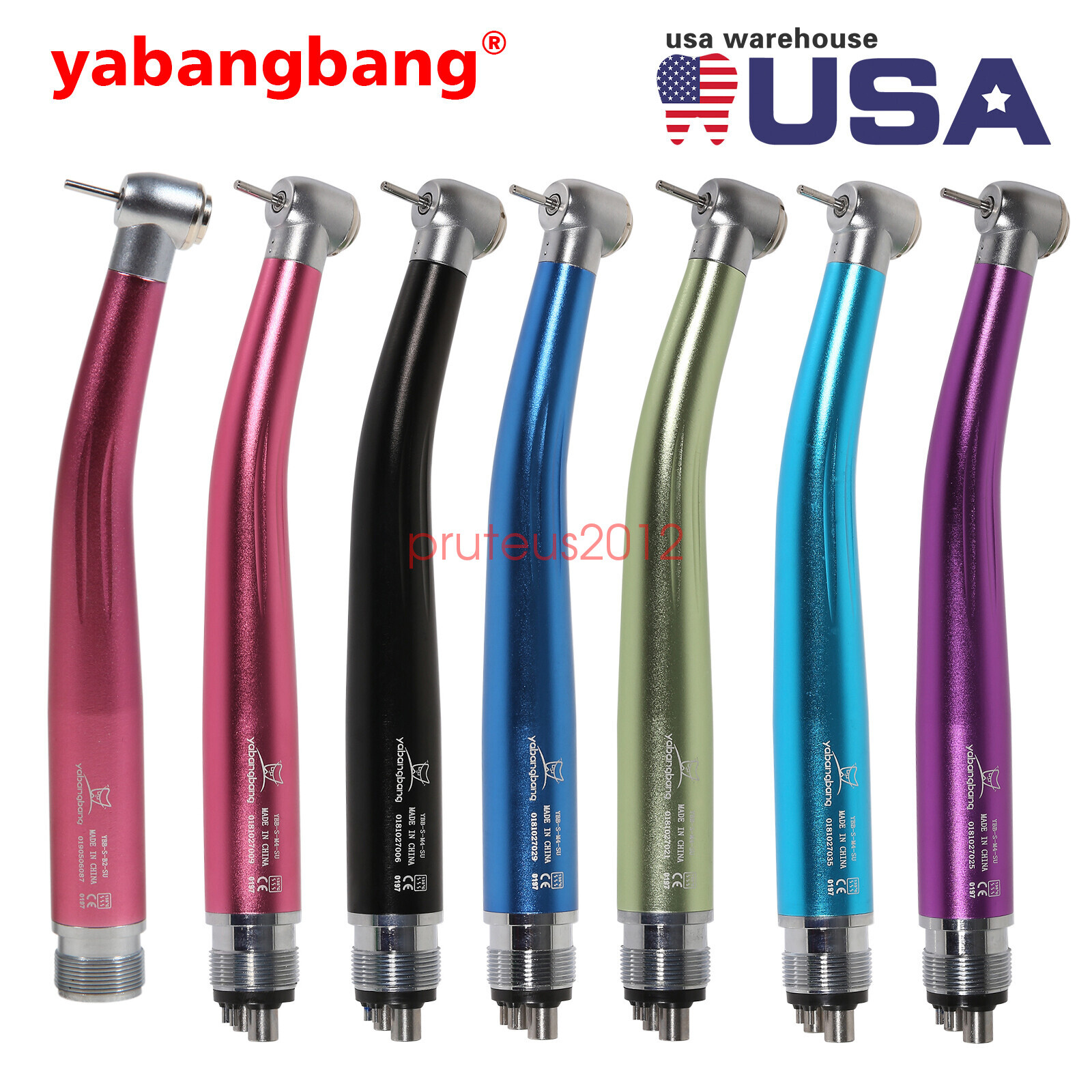 Yabangbang Dental High Speed Handpiece Turbine Push Button 4 Holes USA