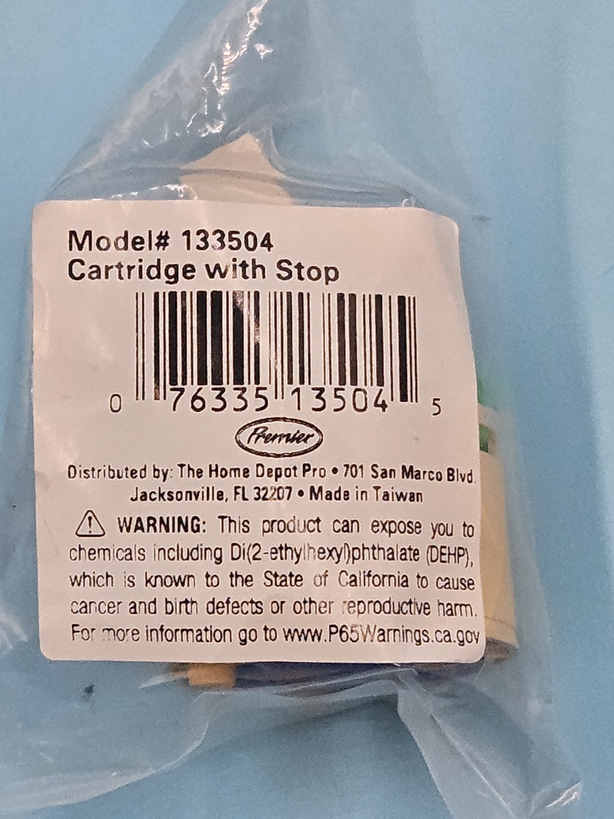 Premier Faucet Cartridge with Stop Brass Replacement Valve