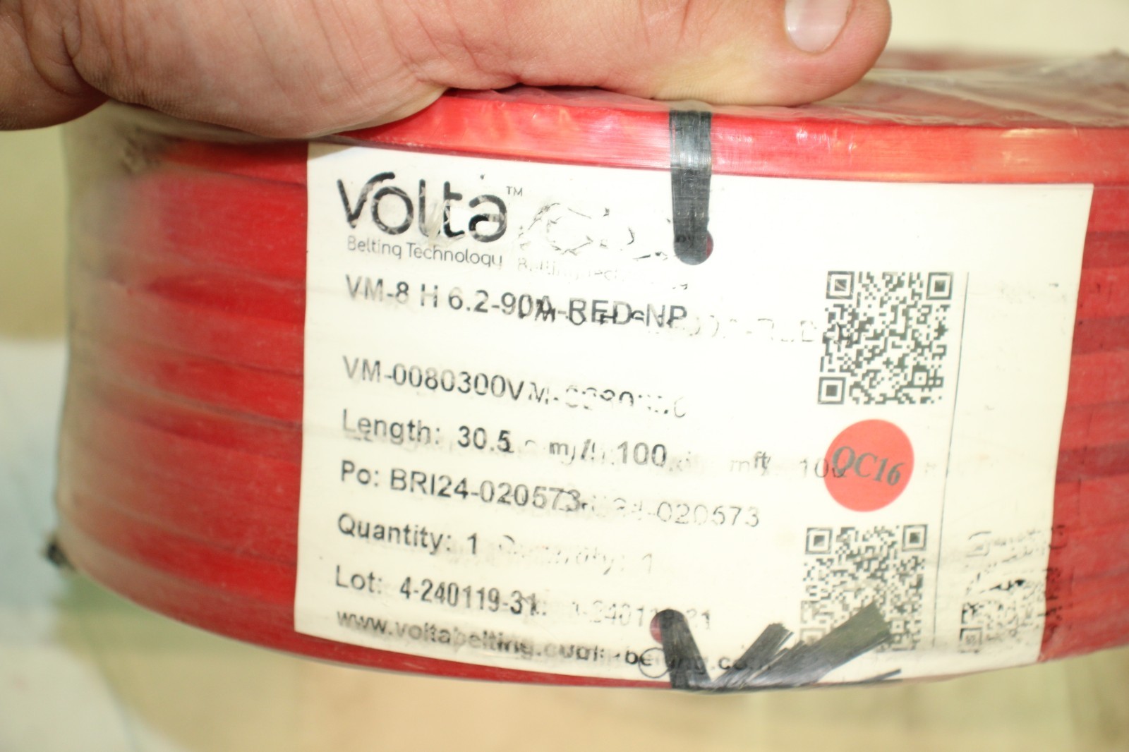Volta Belting Technology VM-8 H 6.2-90A-RED-NP VM-0080300VM 100′