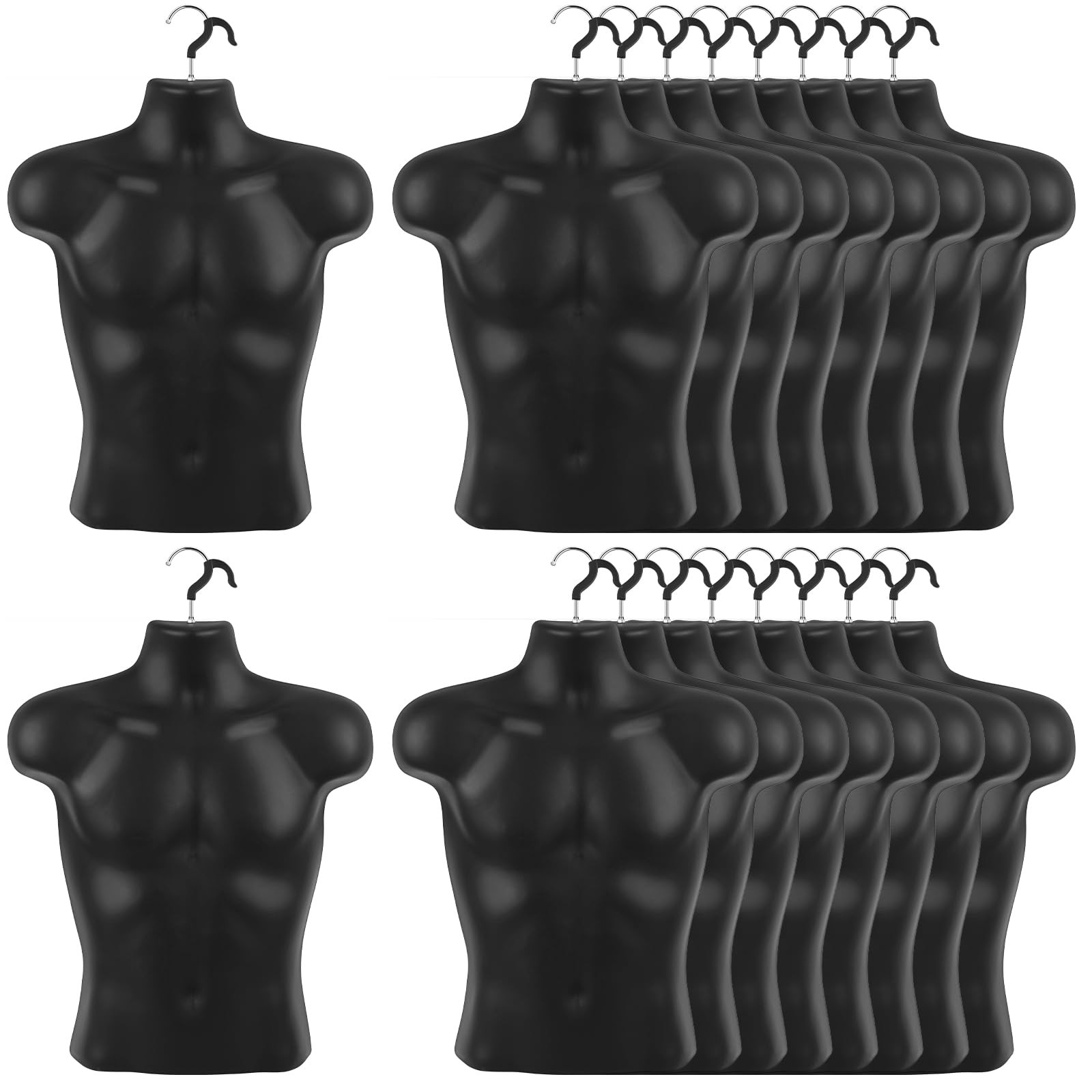 3 Packs Male Mannequin Torso Dress Form Tshirt Display Half Maniquin Body Rounde