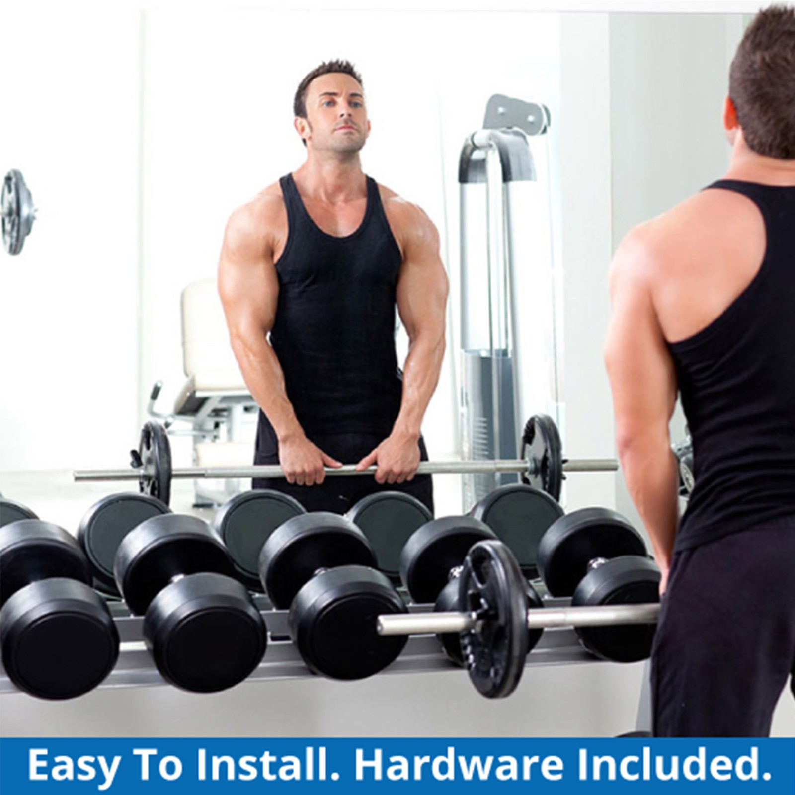 Dulles Glass and Mirror 48 x 72 Inch MiraSafe Shatterproof Single Gym Mirror Kit