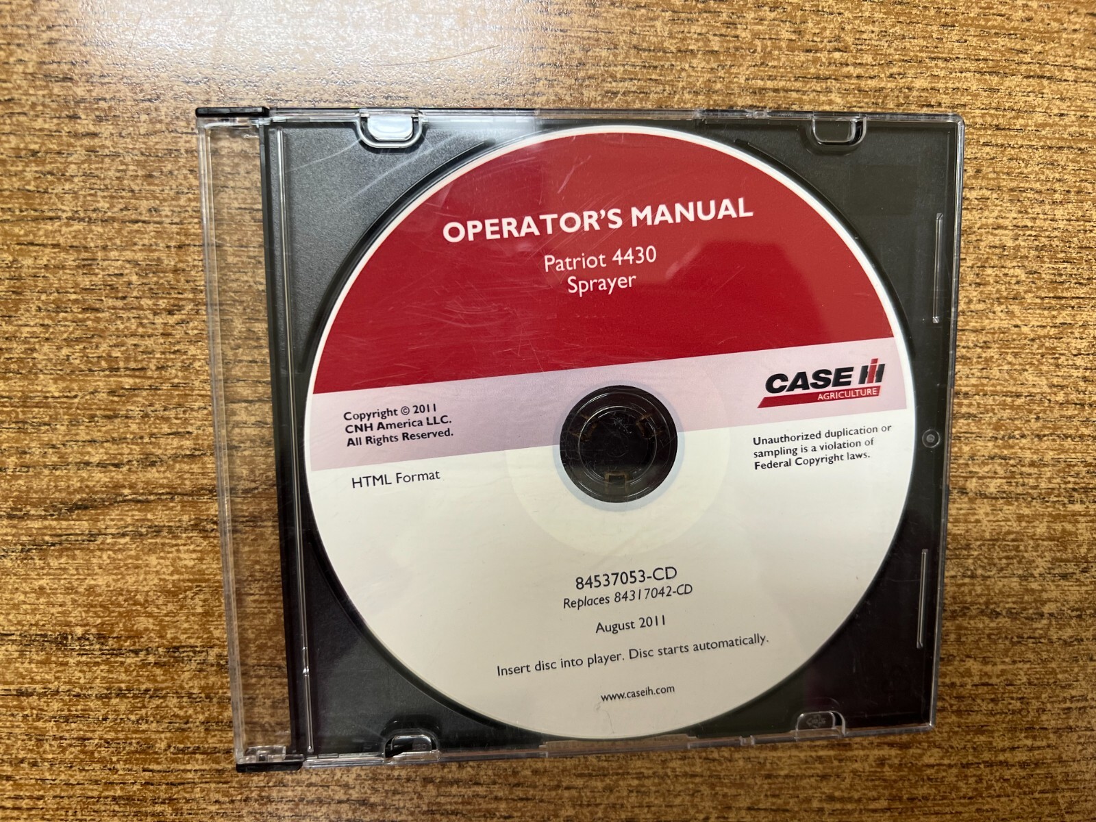 Case IH Operator’s Manual CD for Patriot 4430 Sprayer