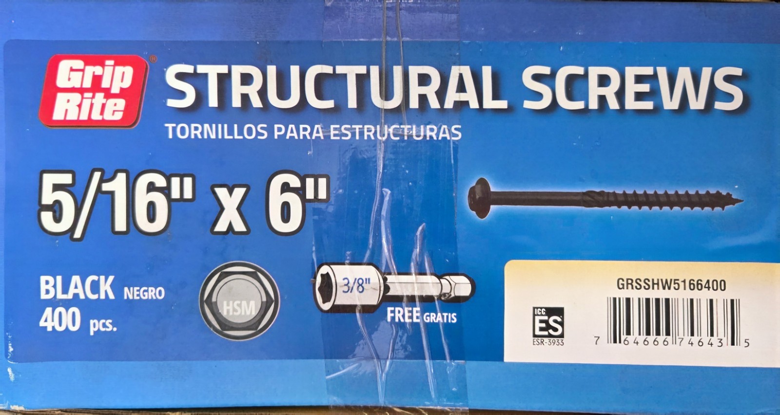 Grip-Rite Grip Rite Structural Screws Black – 5/16″ x 6″ – 400 COUNT