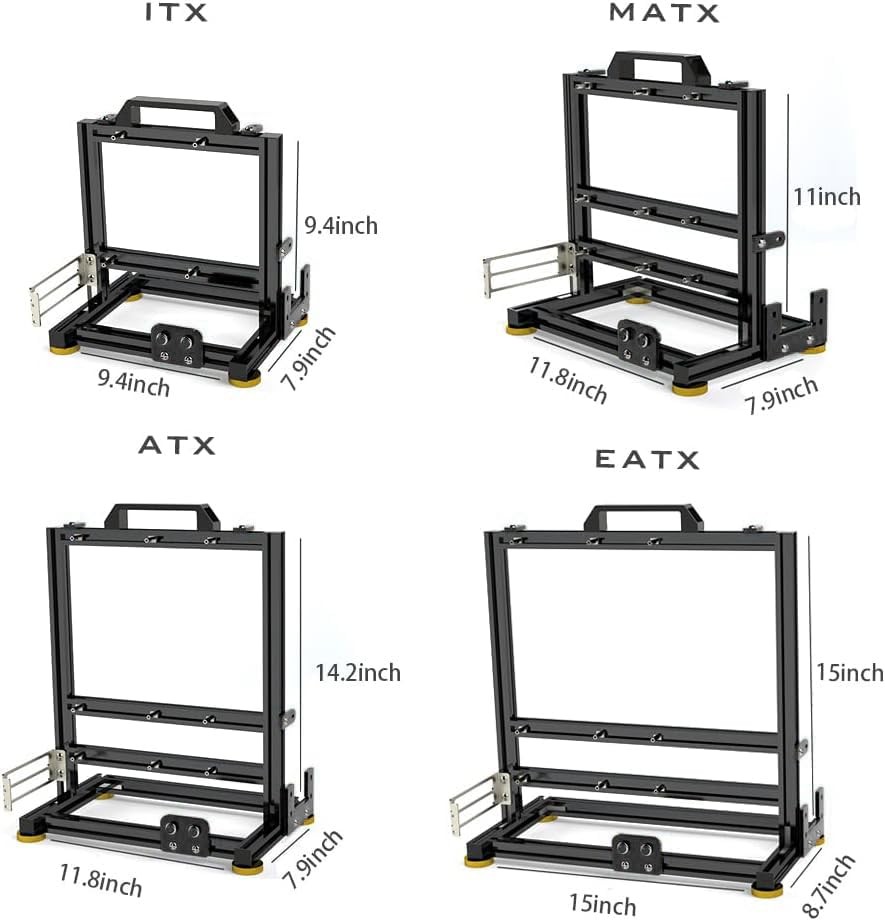 PC Creative Assembly Frame Test Bench，Open Air Case, DIY Computer Black
