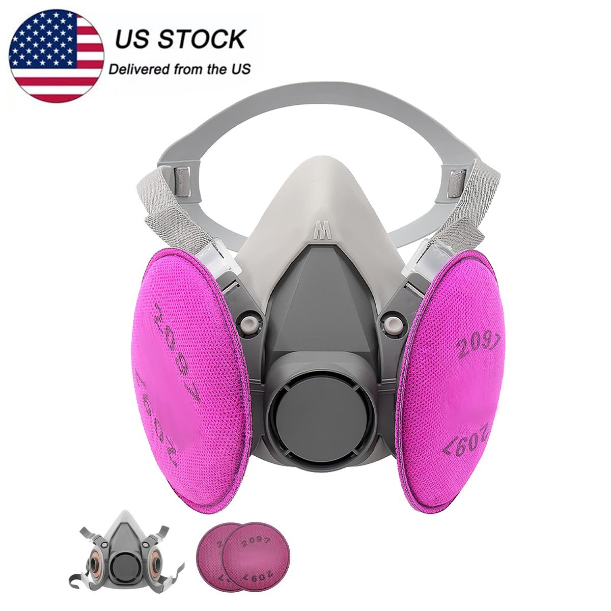 Half Face Gas Mask Chemical Vapor Paint Spray Respirator with 95% Red Filter