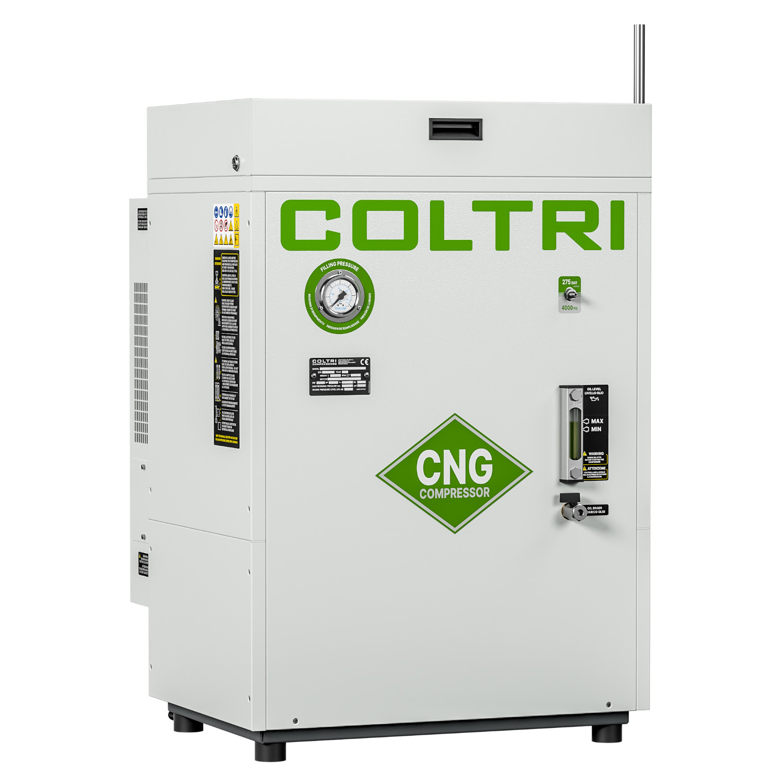Coltri CNG RC-85 EM, MCH-5 Single Phase Compressor 220 volt, 3600 PSI, 250 hours