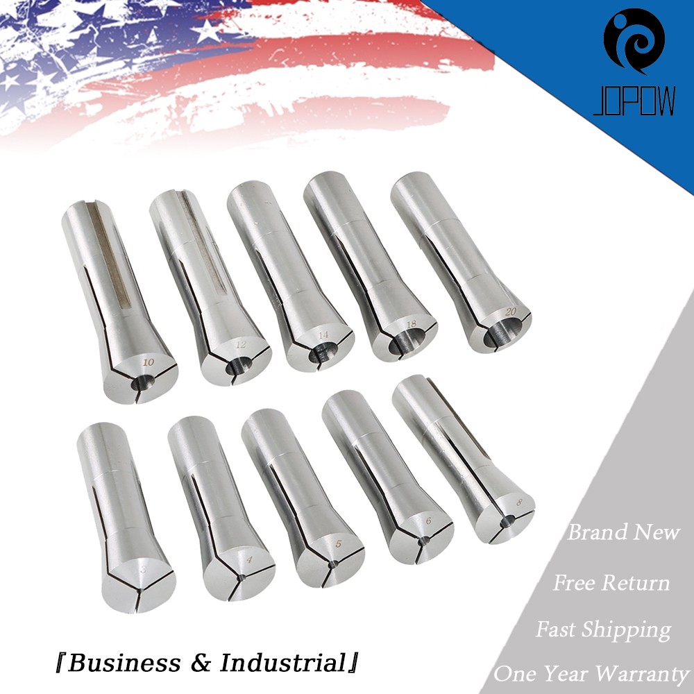 New 3mm-20mm R-8 Collet Milling Lathe 10pc Round Collets Set Milling Lathe Tool