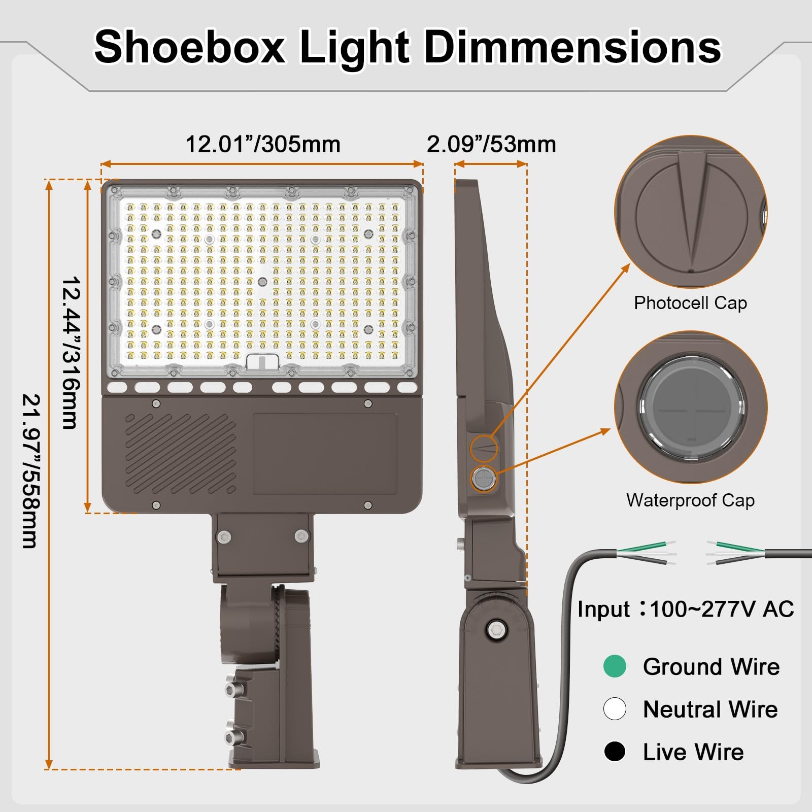 200W LED Parking Lot Light Commercial Outdoor IP65 Shoebox Street Pole Lamp