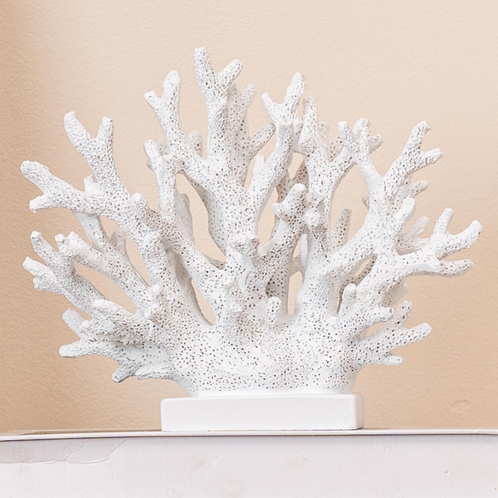 5.8″ H White Coral Decor, Resin Coral Statue, Nautical Decorations for Home, …