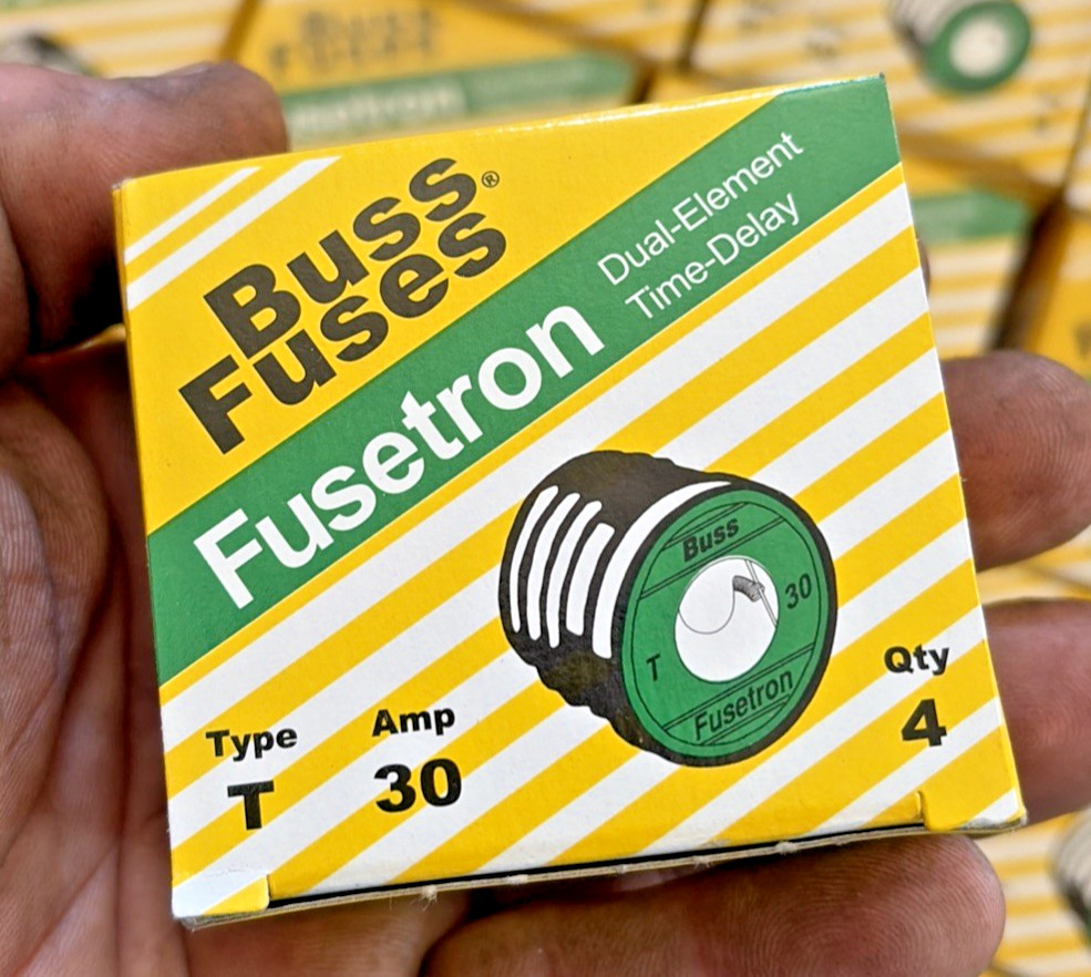 T-30 Bussmann, 30A 125vac, Dual Element, Time Delay, Fuse (4 pcs) NEW OLD STOCK