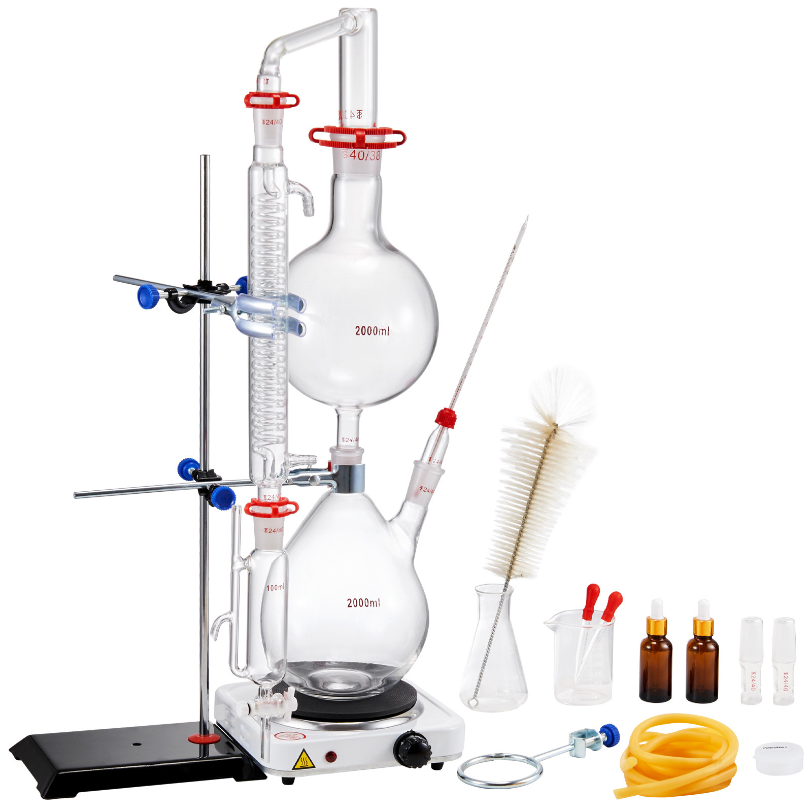 VEVOR Essential Oil Distillation Kit 2000ml Distillation Apparatus 28 pcs Set