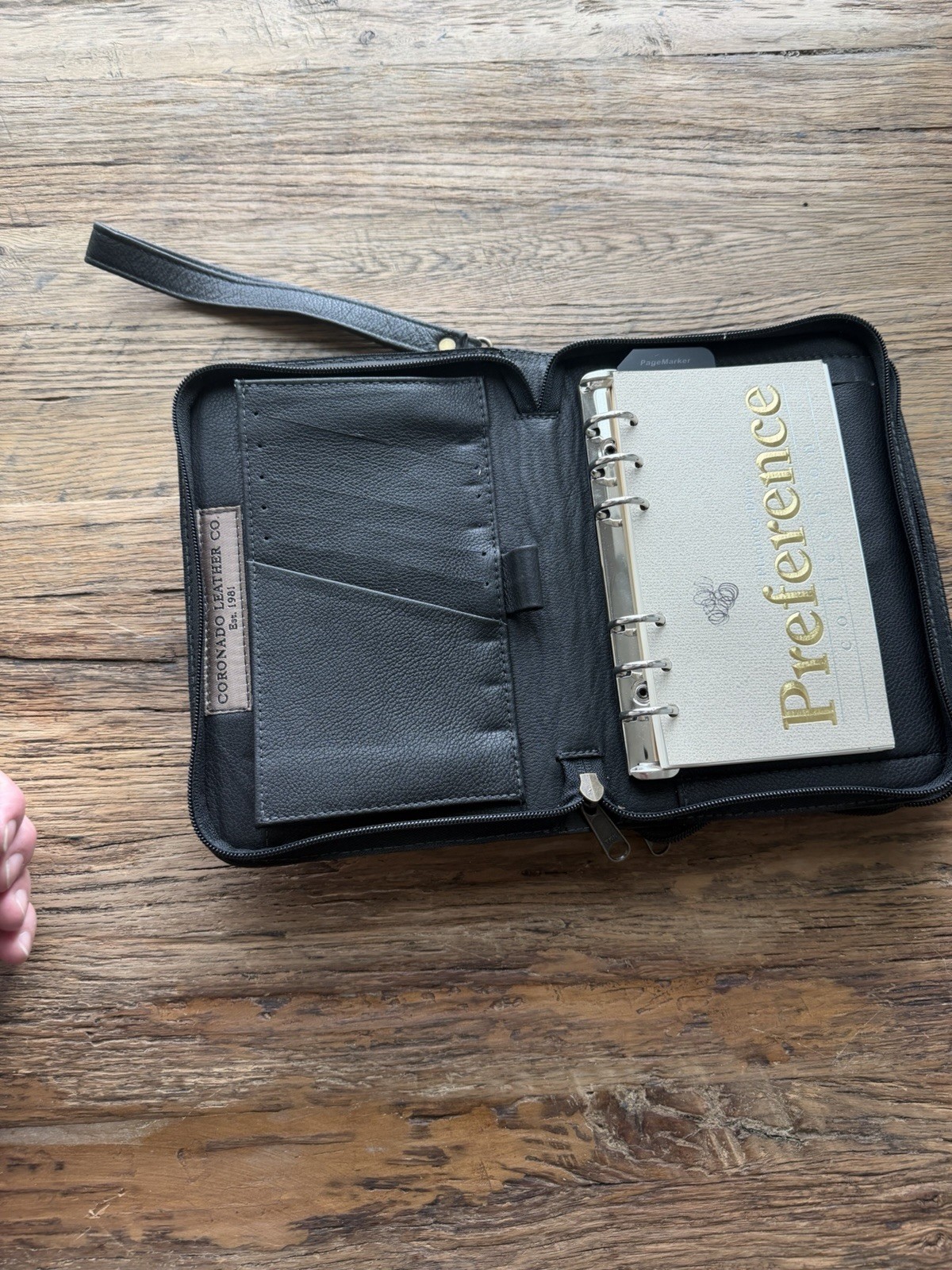 Coronado Leather Zip Planner Organizer Black Leather EDC Travel Wallet Conceal