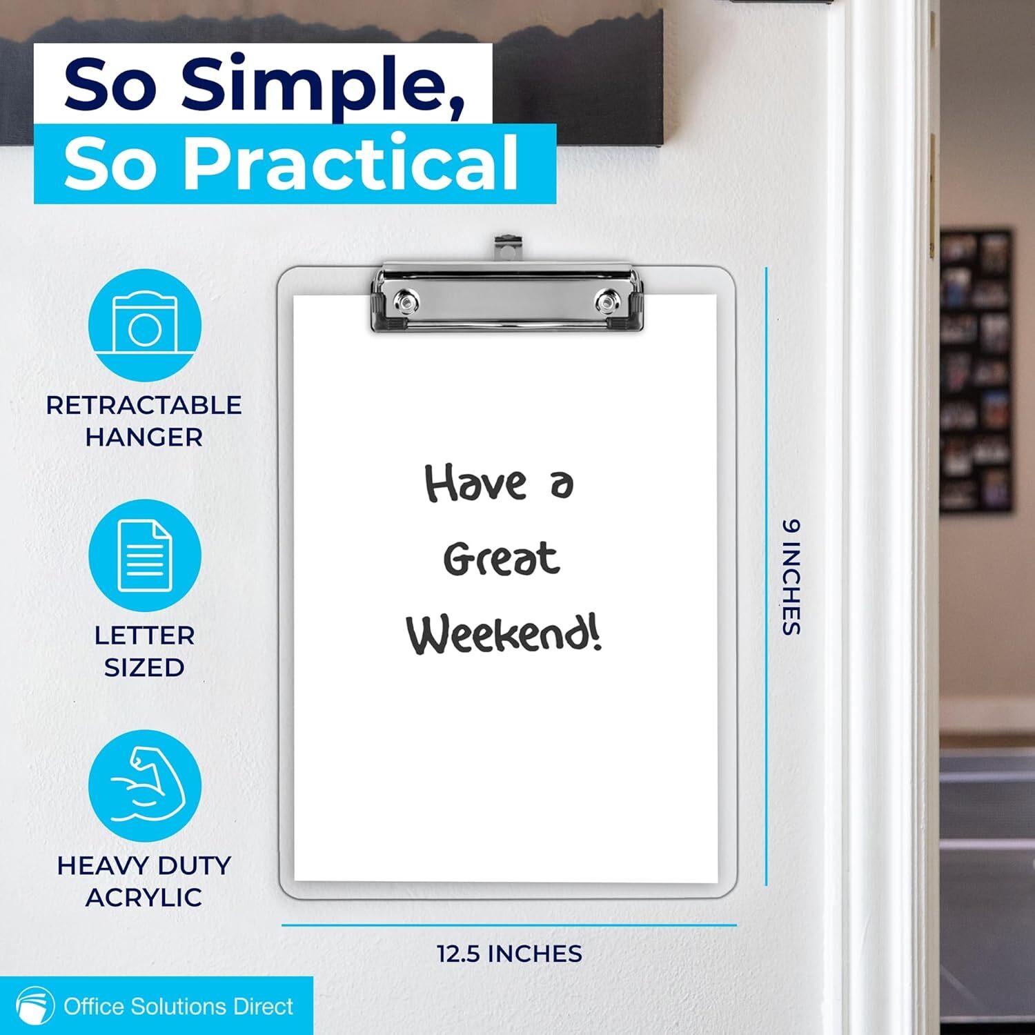 Set Of 6 Clear Acrylic Clipboards Durable Lightweight Stackable Office Use