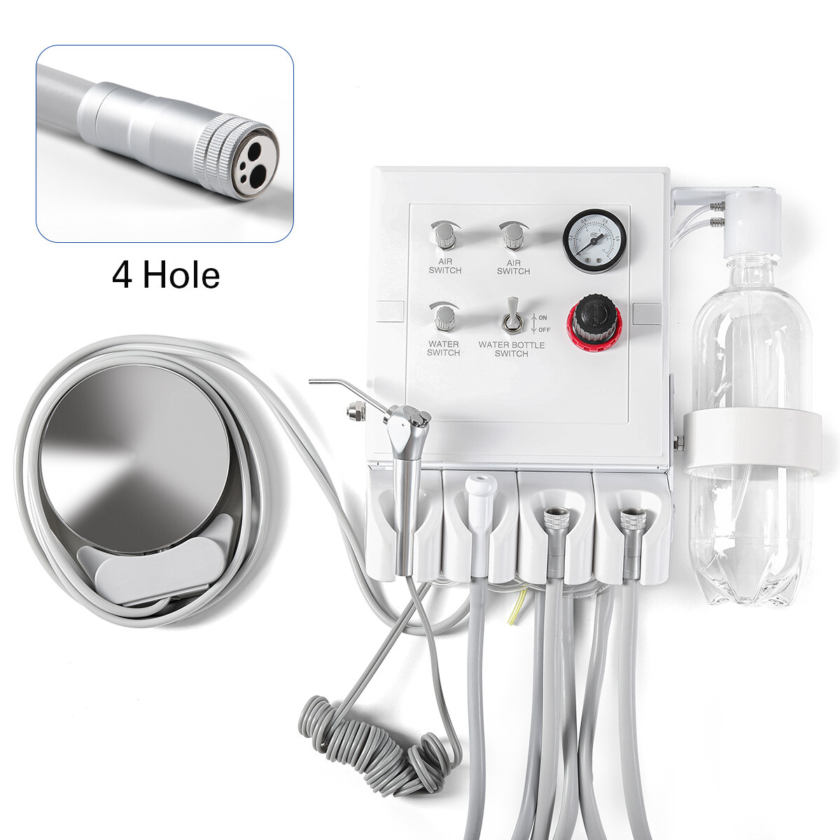 Portable Dental Turbine Unit Weak Suction Work +Air Compressor/Handpiece 2/4Hole