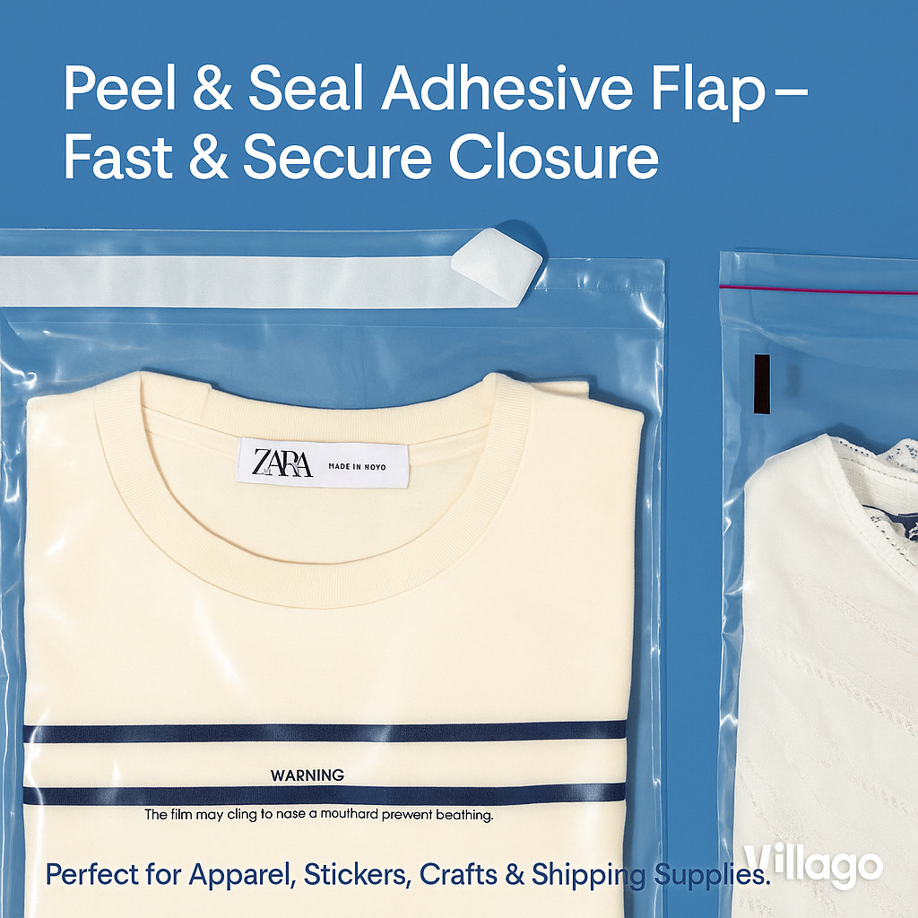 Clear Bags Resealable Suffocation Warning Poly OPP Cello Merchandise Bag 1.5 Mil