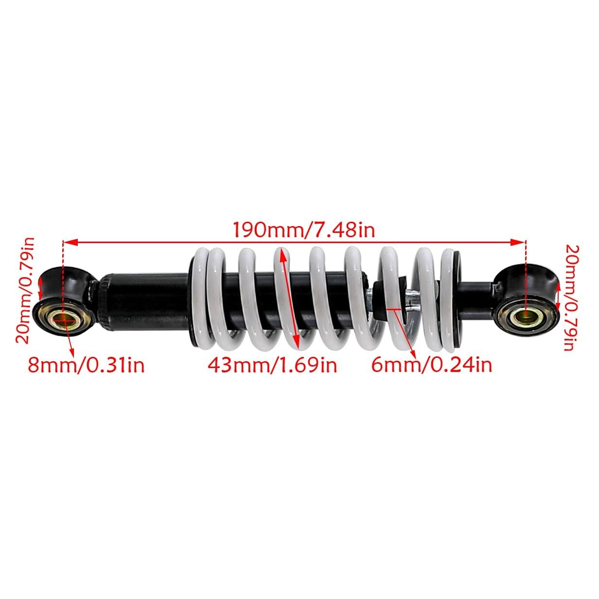 190mm 7.5 Rear Shock Spring 200lbs Mini Dirt Pit Bike Go Kart Scooter Motorcycle