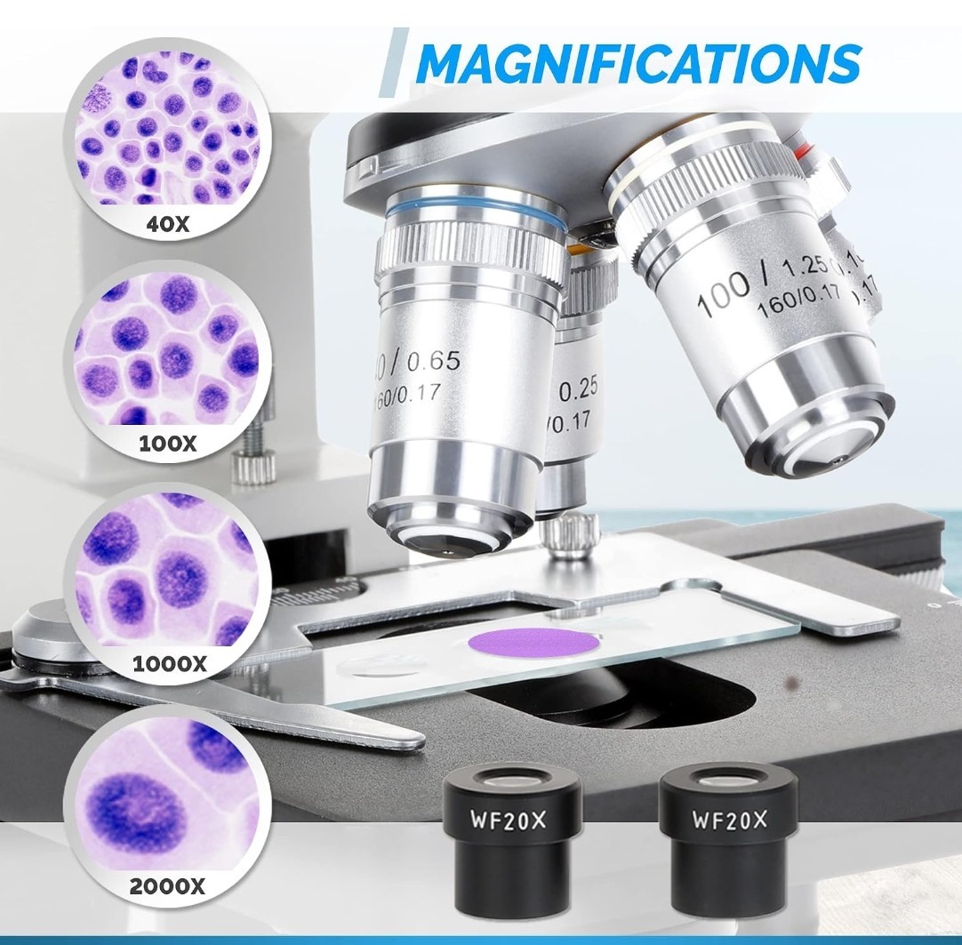 Omax Microscope 40X-2500X Magnification Student or Laboratory Dual Stage M82E