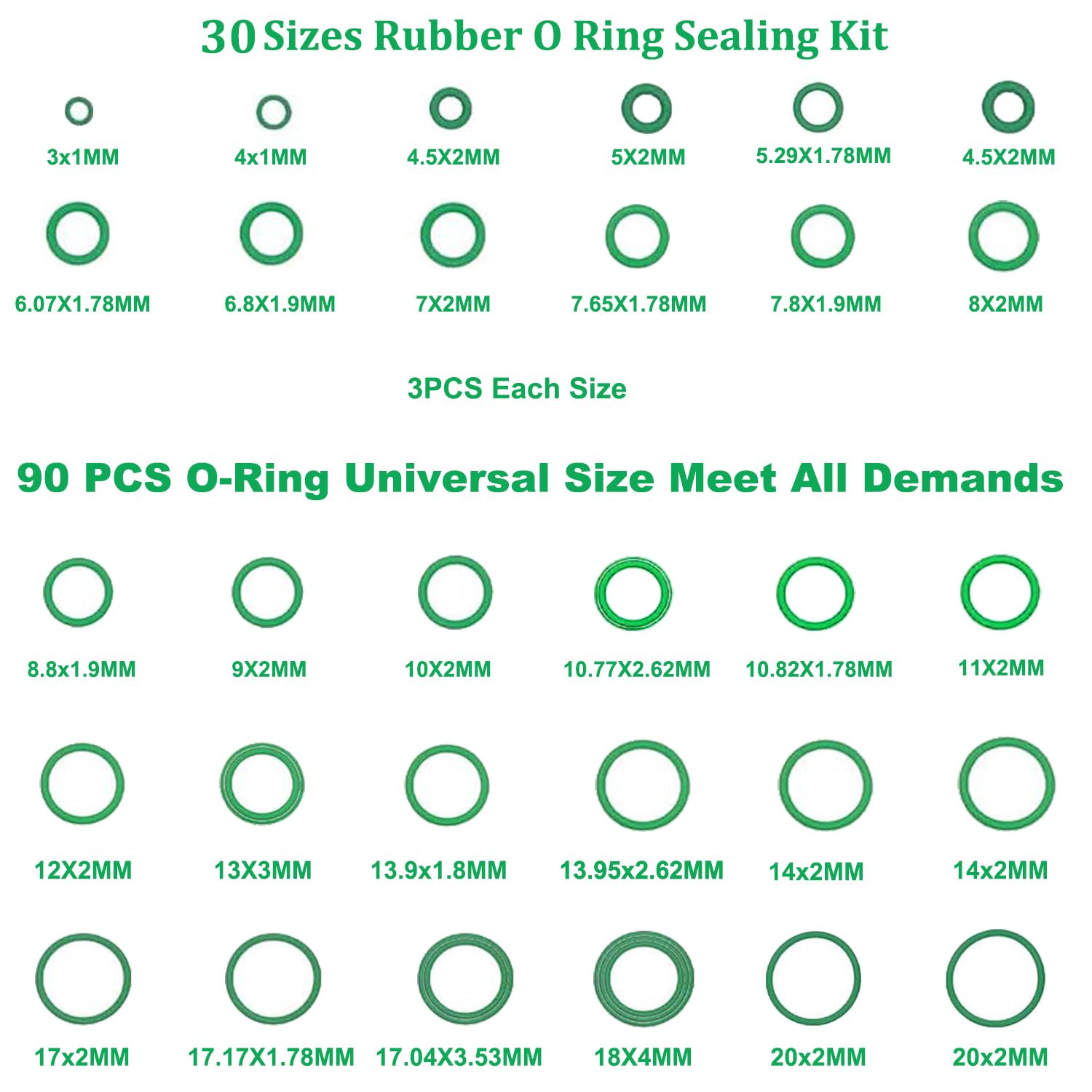 195 PCS AC Seal Kit O-Ring Gasket Assortment Automotive Air Conditioning R134a