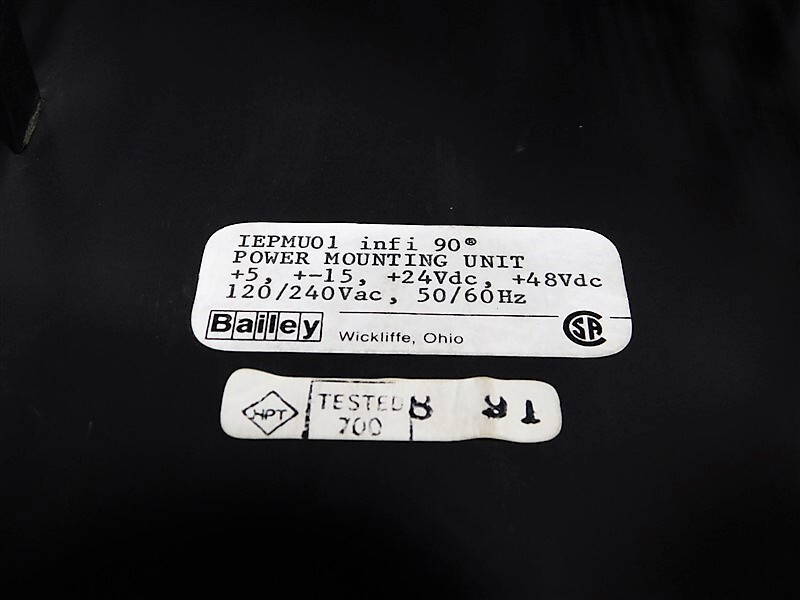 USED Bailey IEPMU01 Power Mounting Unit +5, +-15,+24Vdc,+48Vdc 120/240 Vac