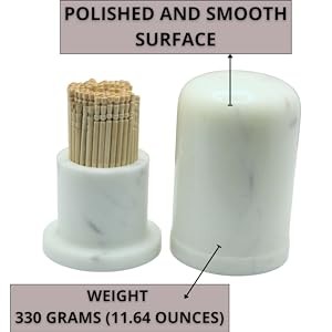 White Marble Toothpick Stick Holder with Lid | Tooth pick Dispenser For Kitchen,