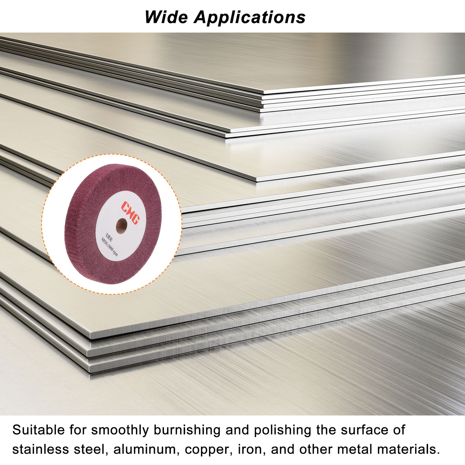 150mmx25mm Non-Woven Nylon Wire Drawing Abrasive Polishing Flap Wheel 320 Grits