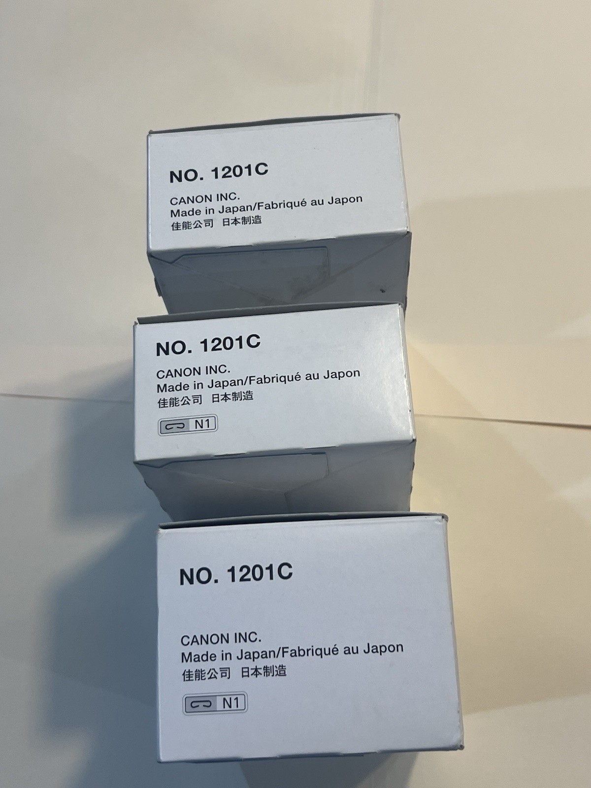 (2) Boxes Of 3 Cartridges Plus 1 Canon N1 Staples Genuine OEM 1201C 1007B001AA