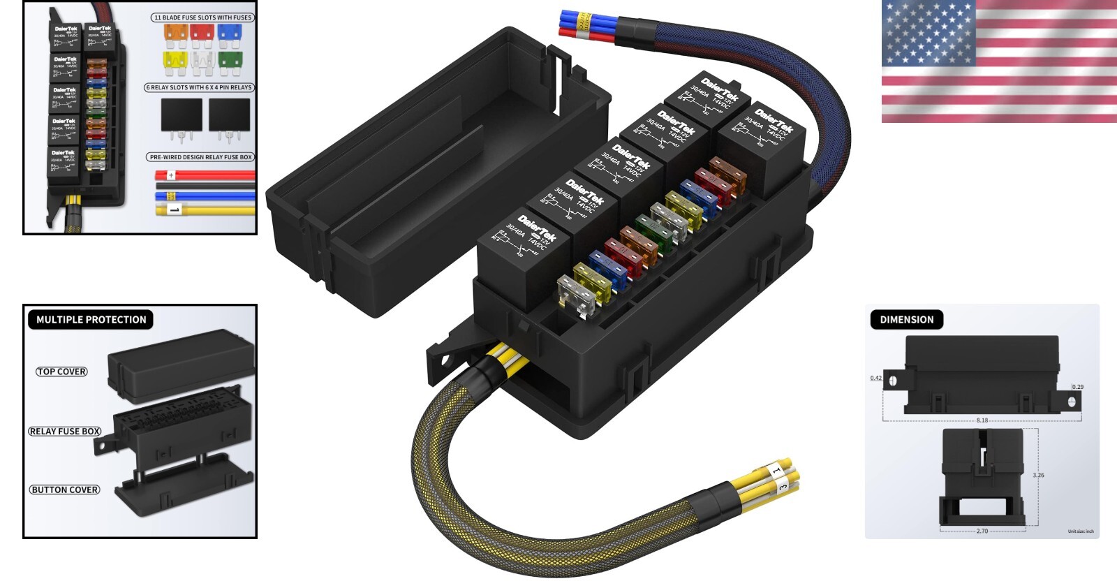 Heavy-Duty Pre-Wired 12V Fuse and Relay Box for Marine & Automotive Applications
