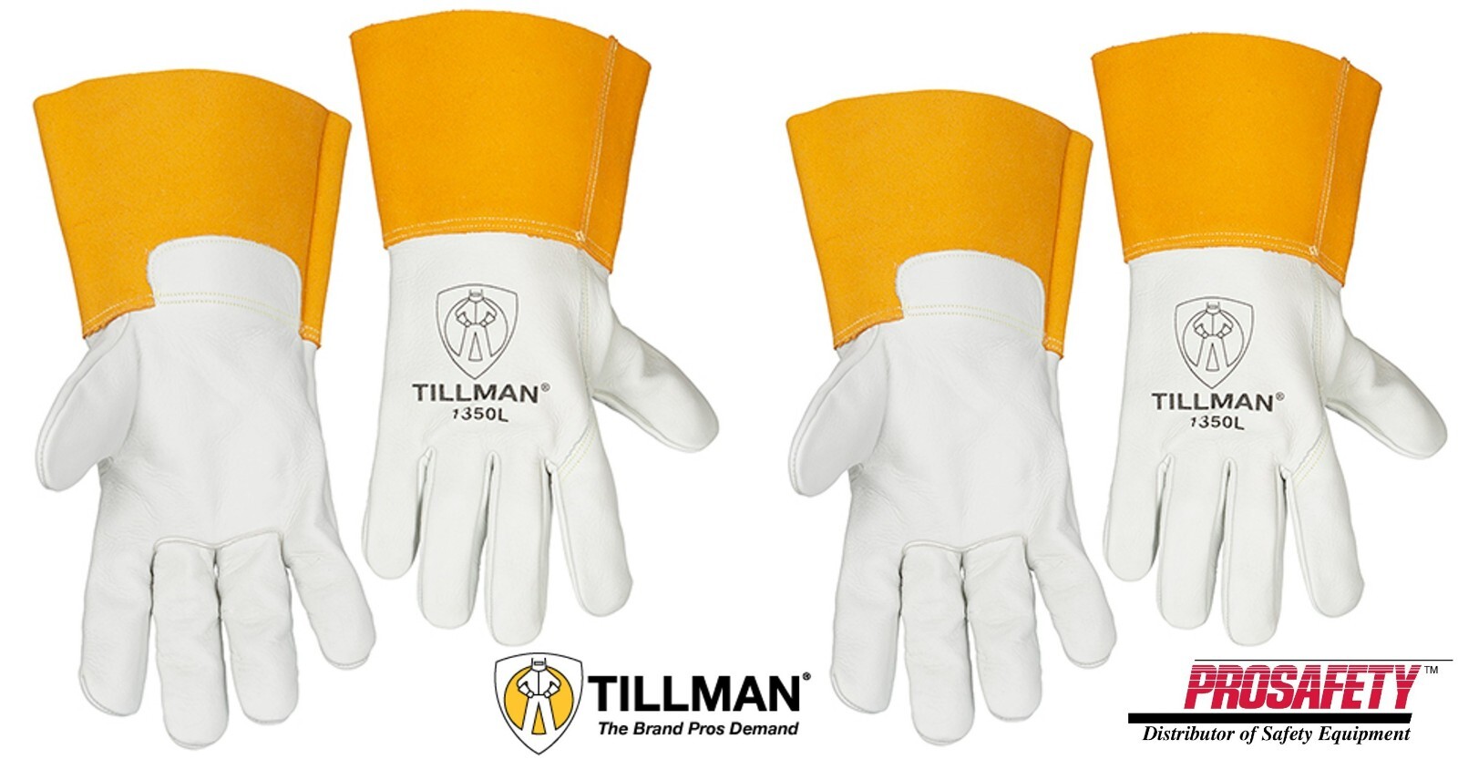 2 PR Tillman 1350 Pearl Top Grain Cowhide MIG Welders Work Gloves 4″ Cuff XS-2X