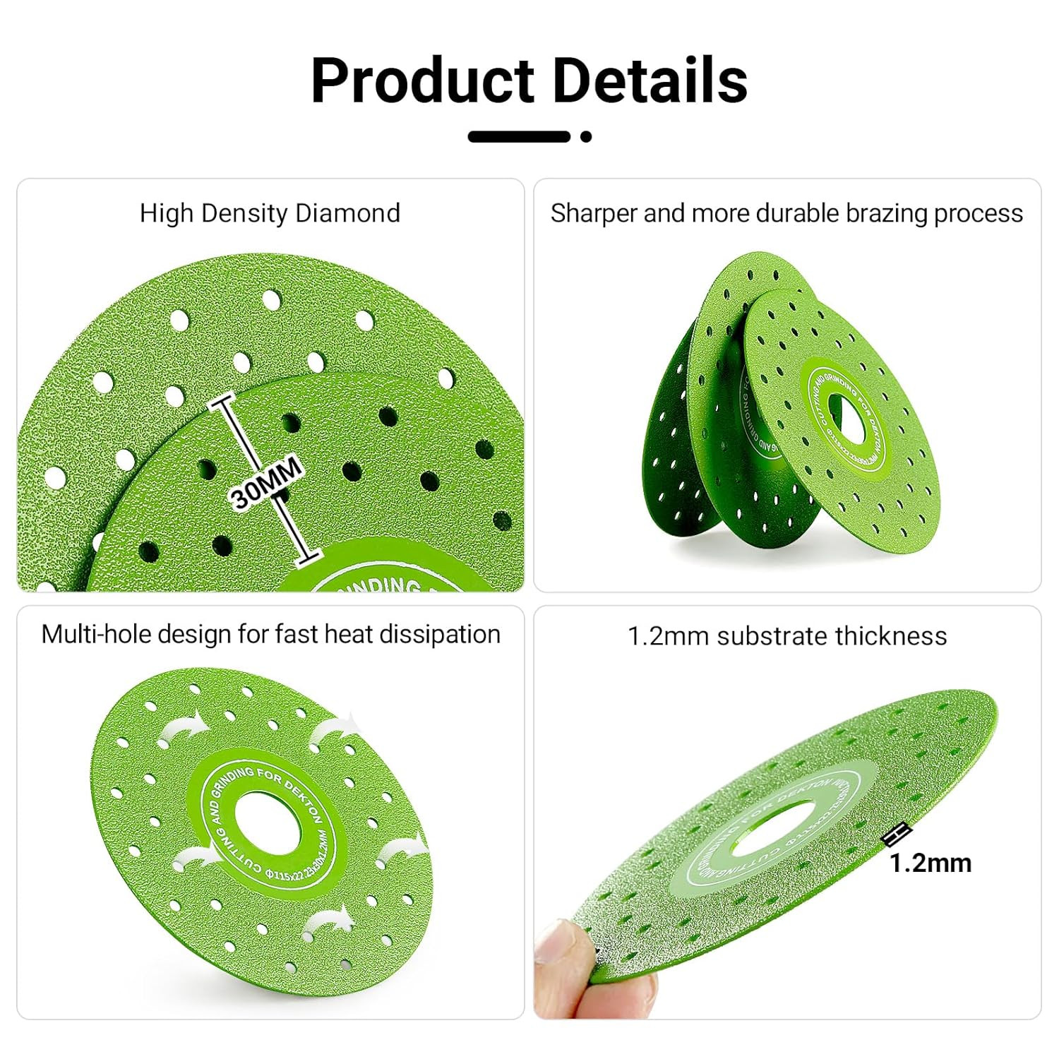LOZLIN 3 PCS 115MM Vacuum Brazed Ultra-Thin Multi-Pore Flat Abrasive Sheet Disc