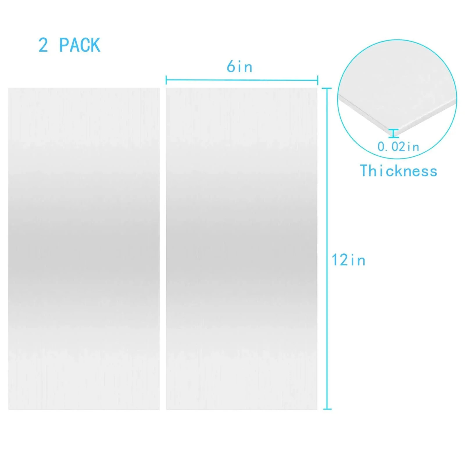 430 Stainless Steel Magnetic Mounting Plates 12 x 6 Inches 0.5mm Thick Mirror