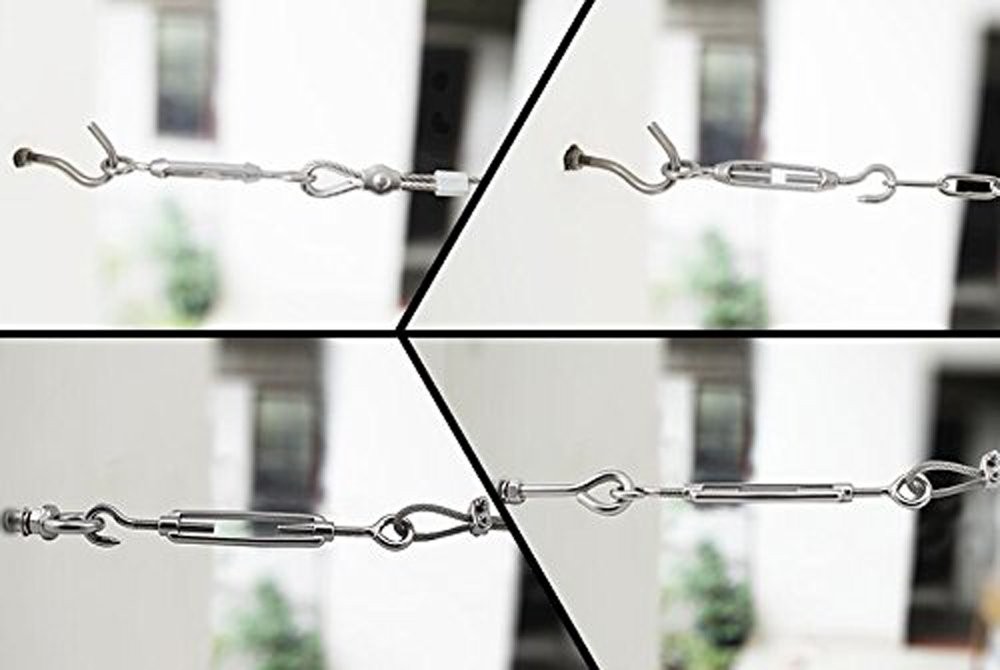 YAMASO 6Pcs M6 Hook & Eye Turnbuckle Wire Rope Tensioner Stainless Steel 304