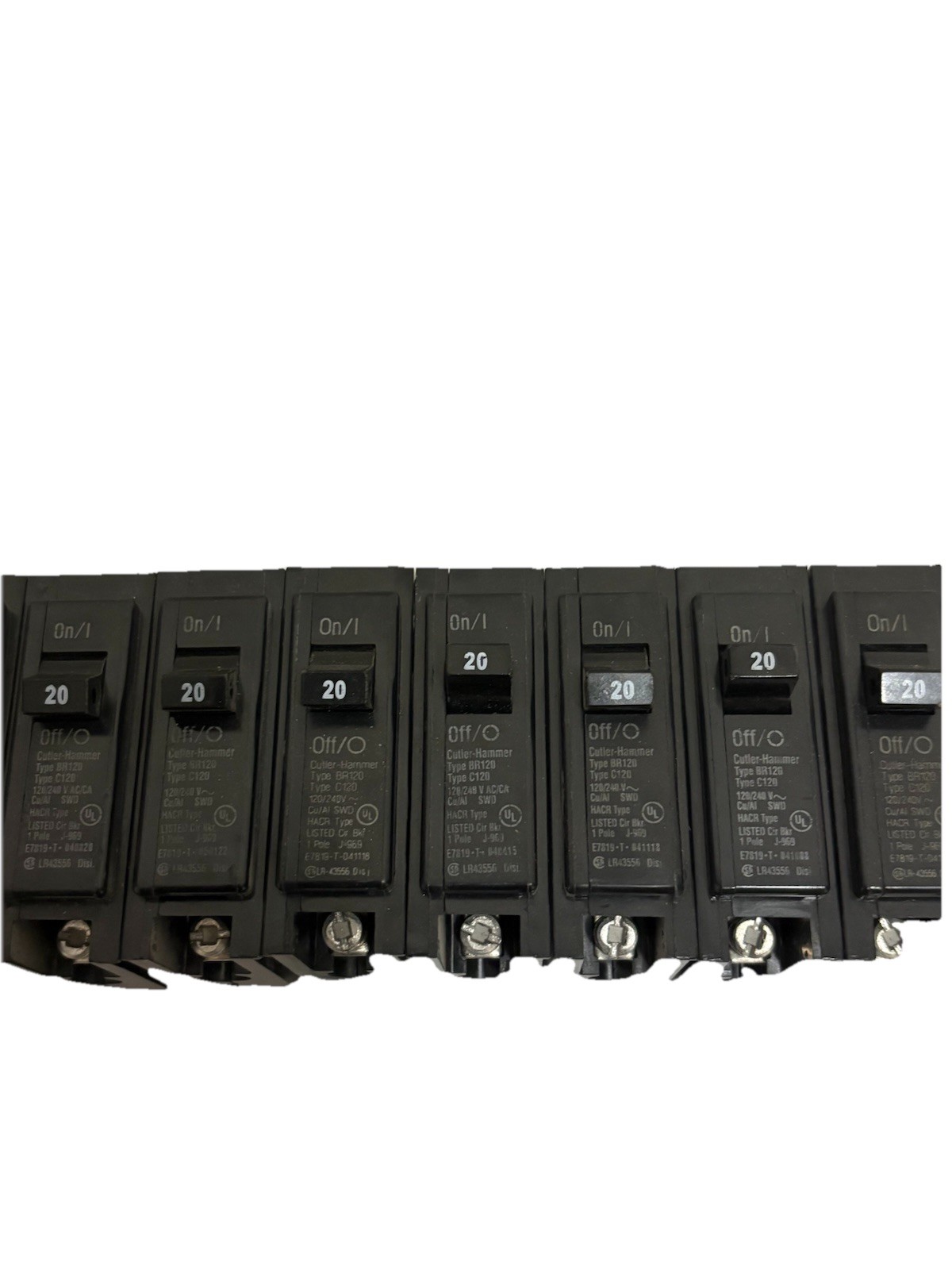 (Lot Of 9) Cutler-Hammer/Eaton BR120 C120 1 Pole 20 Amp Circuit Breakers
