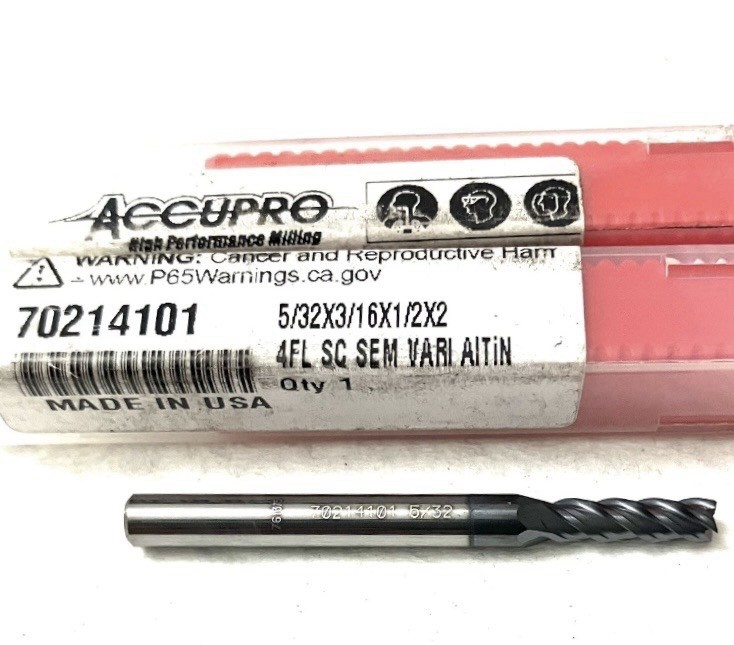 5PC Accupro 70214101 5/32″ 4FL Carbide Square End Mill AlTiN CNC NEW