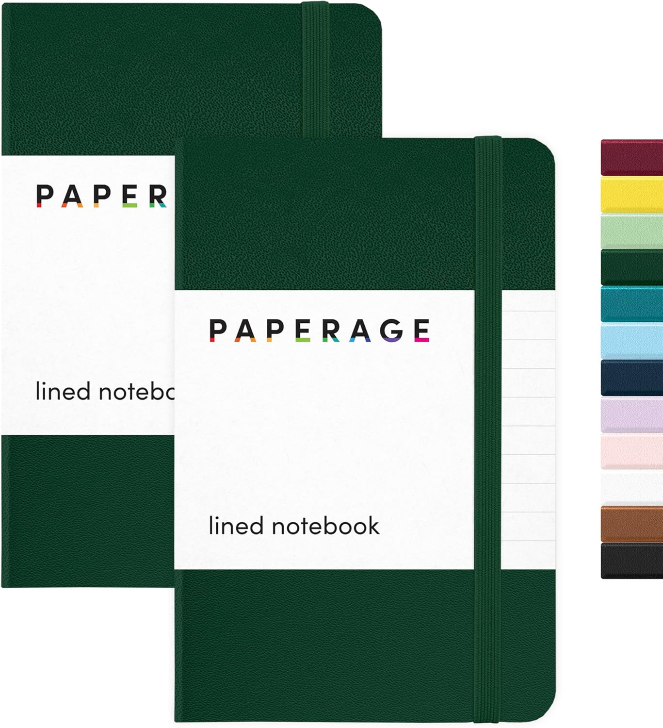 PAPERAGE Lined Pocket Journal Notebook, 2 Pack, (Dark Green), 160 Pages, Smal…