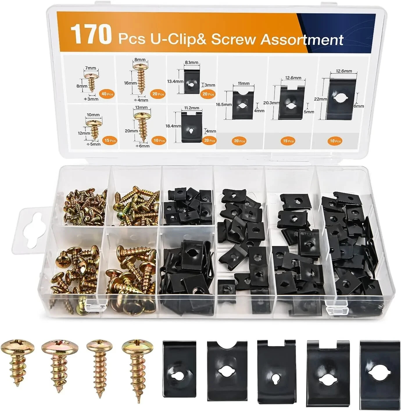170x Small M3-M5 5mm Motorcycle Fairing Spring Clips Speed Spire Nuts Clip U Nut