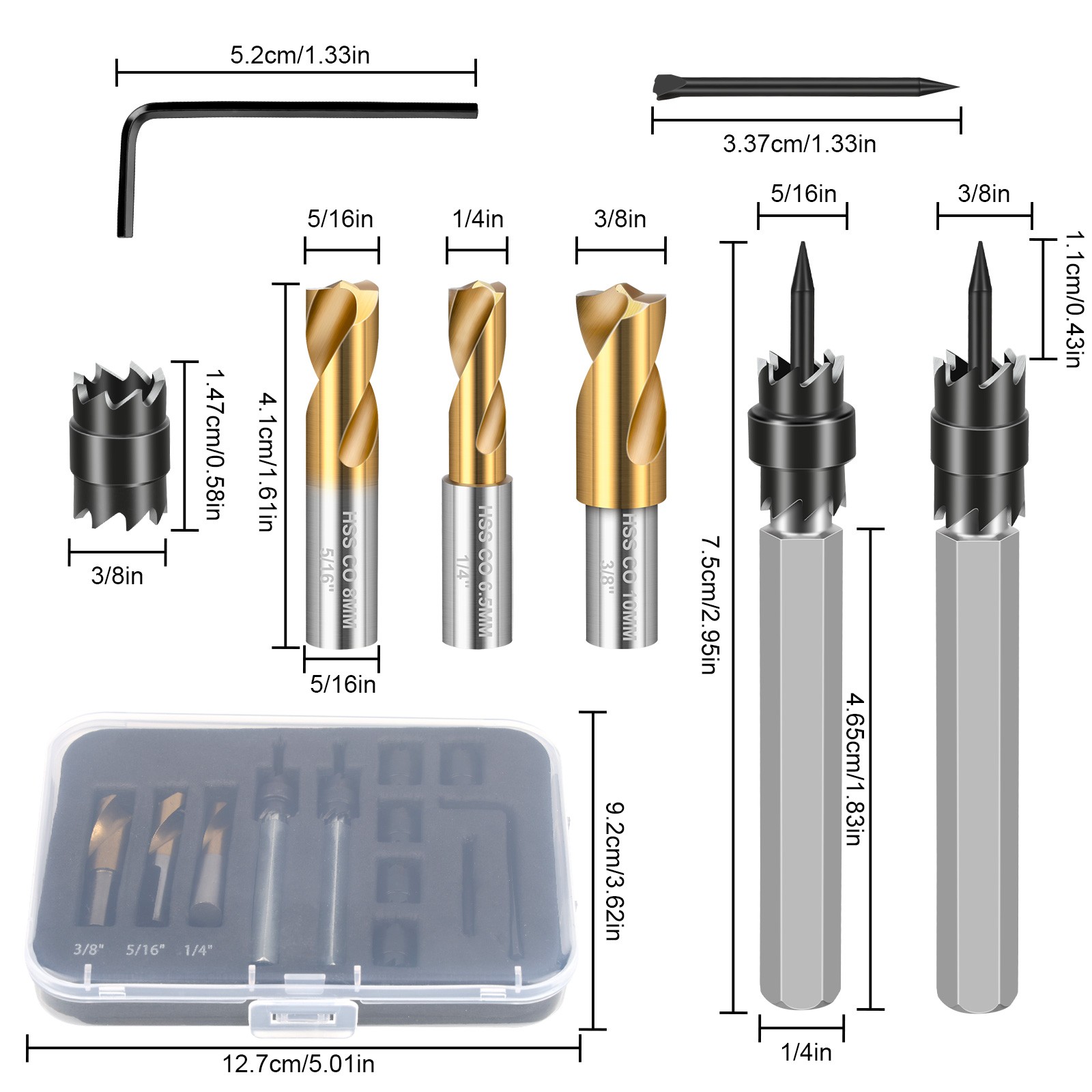 13x Spot Weld Cutter Set Double Sided 3/8″ 5/16″ Spot Welding Remover Drill Bits