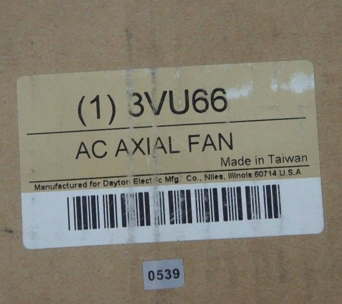 NIB DAYTON 3VU66 AC AXIAL FAN 355 CFM 3250 RPM, 0.27AMP, 30WATT, 115V