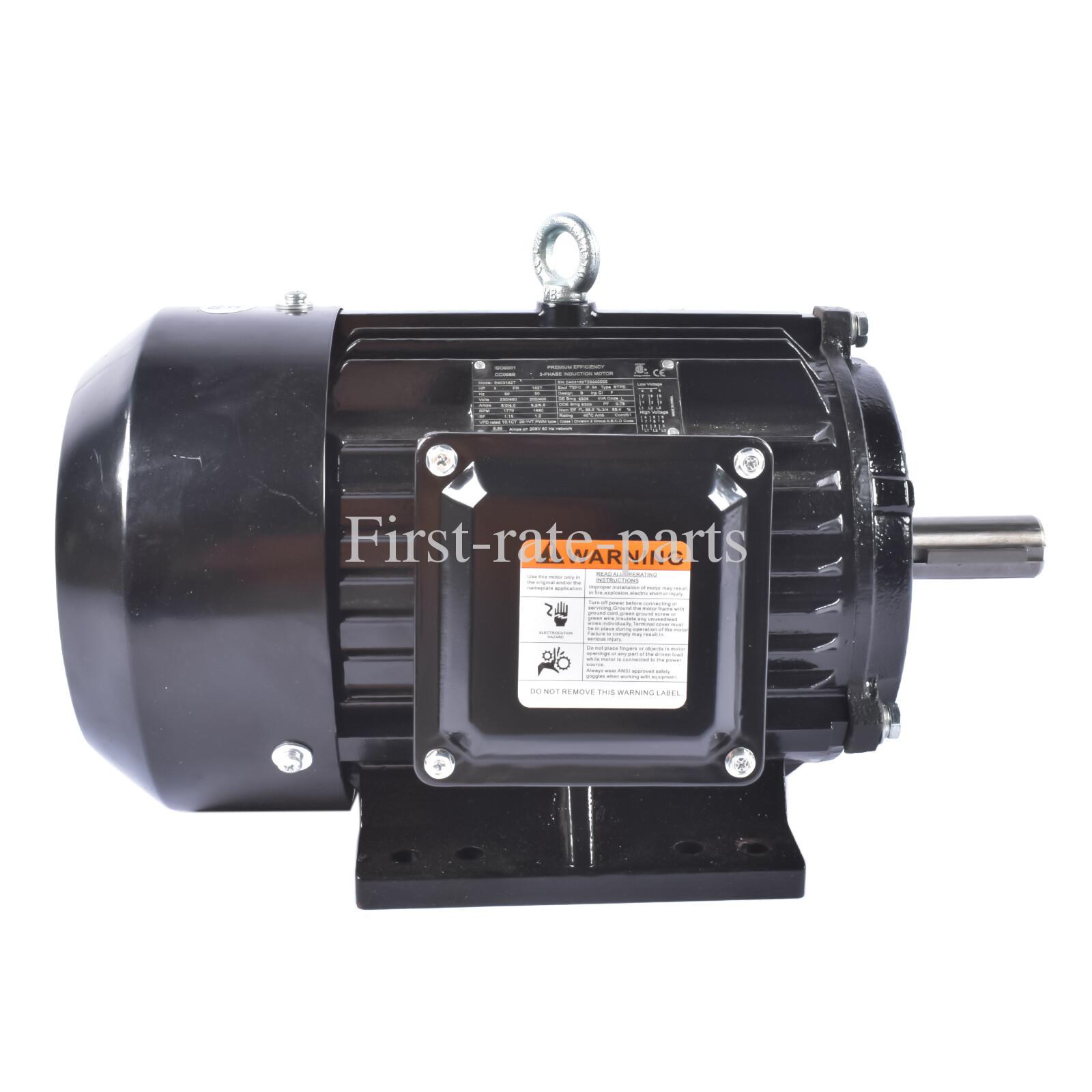 Electric Motor 3 Phase 3HP 1800 RPM 182T Frame 230/460 Volt 60 HZ TEFC Enclosure