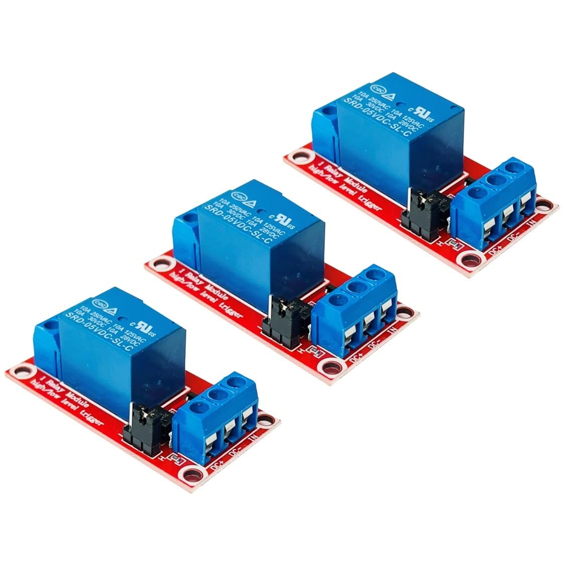 DIYables 3pcs Relay Module for Arduino, ESP32, ESP8266, Raspberry 3.3v – 5v