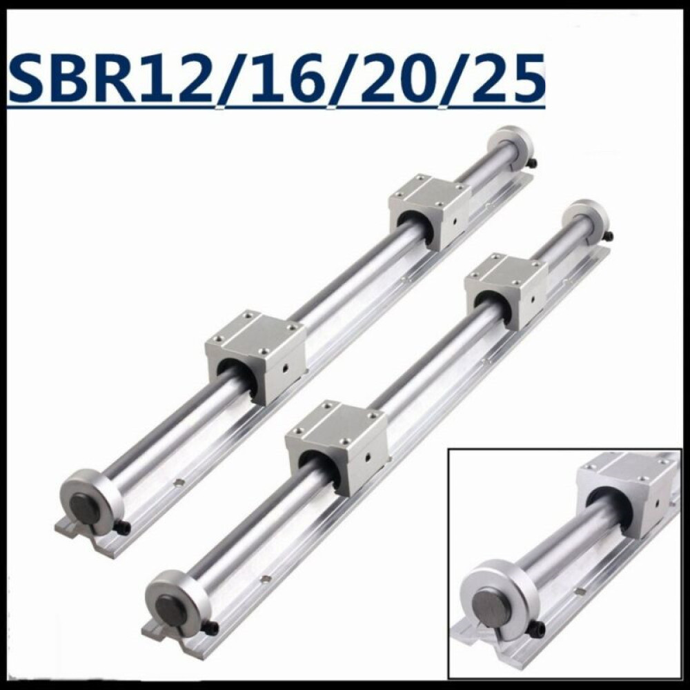 SBR12/16/20/25 Linear Rail+4PCS SBR12/16/20/25UU+4PCS Rail Shaft Stop Collar CNC